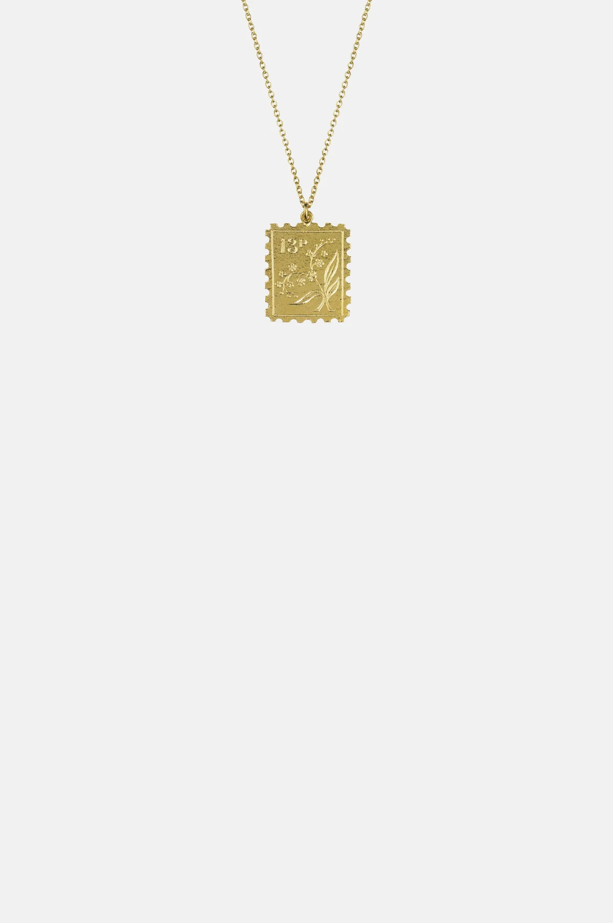 Floral Stamp Necklace Gold