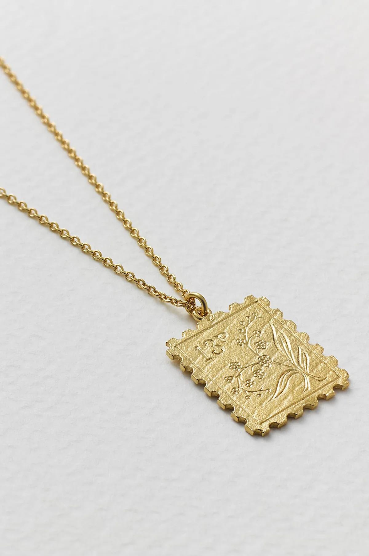 Floral Stamp Necklace Gold - Image 2