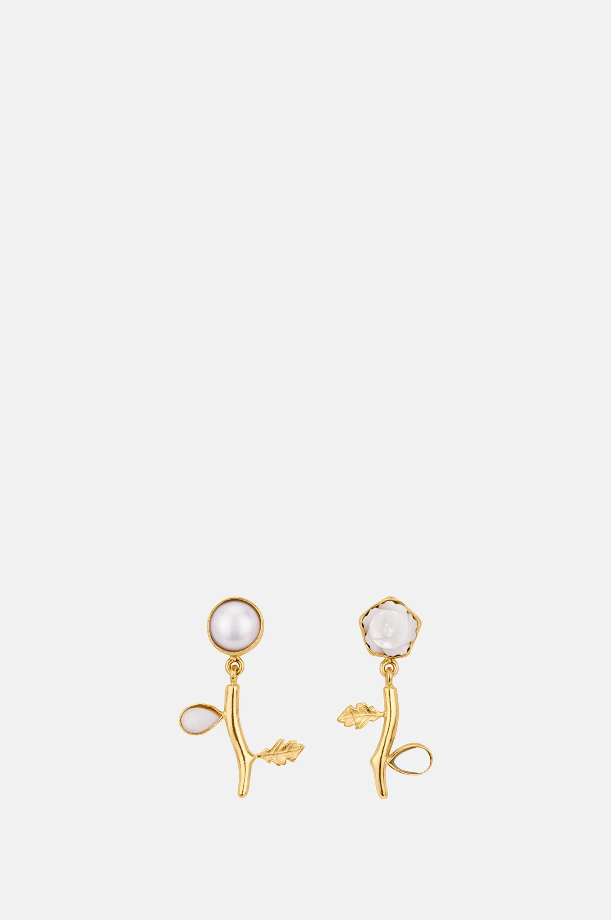 Flower Drop Pearl Earrings