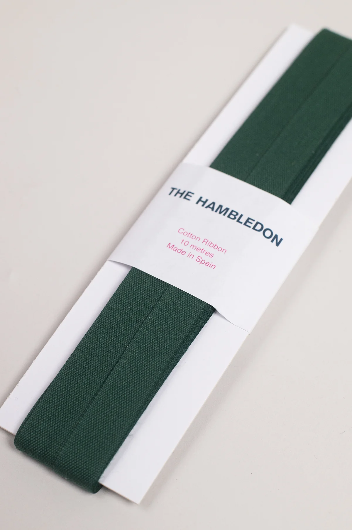 Forest Green Cotton Ribbon 15mm x 10m - Image 2