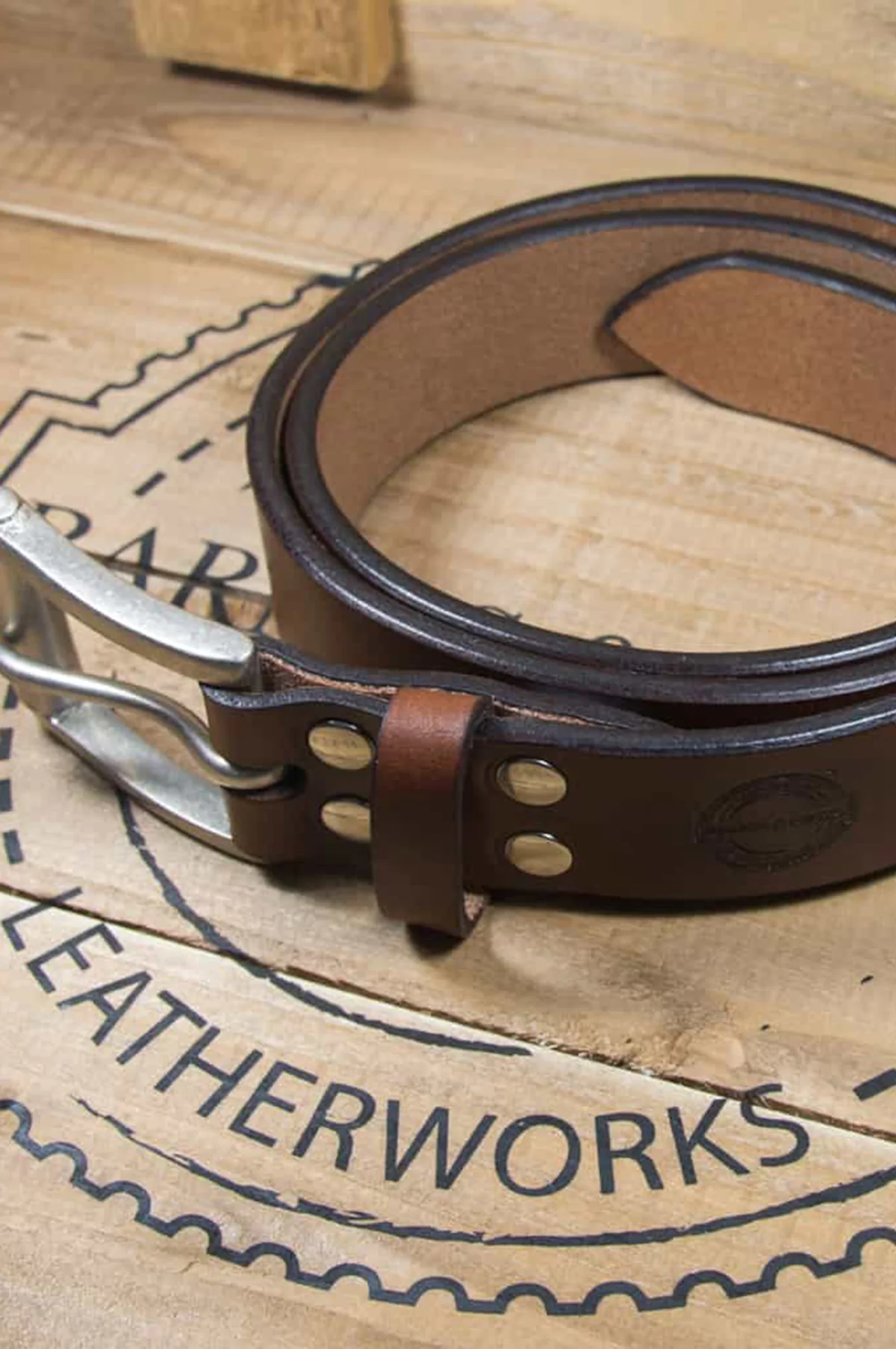 Garrison Belt Oak Bark Leather Conker/Nickel - Image 4