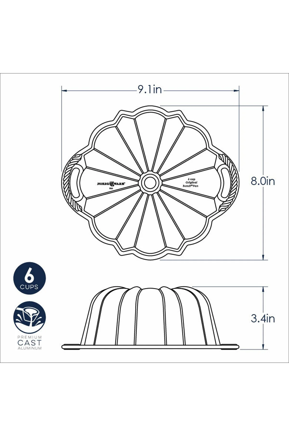 Gold 6 Cup Anniversary Bundt Pan - Image 6