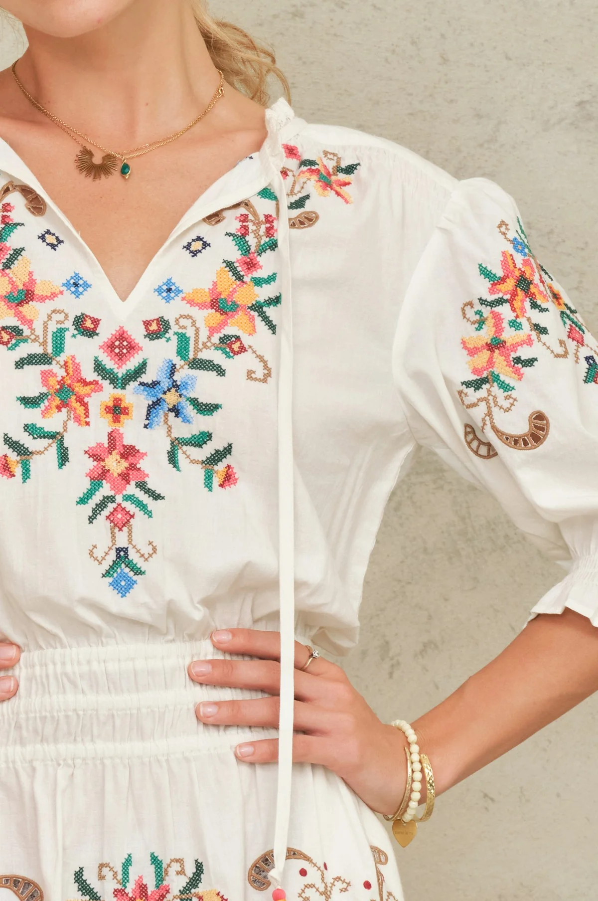 Gracie Emb Midi Dress Multi - Image 3