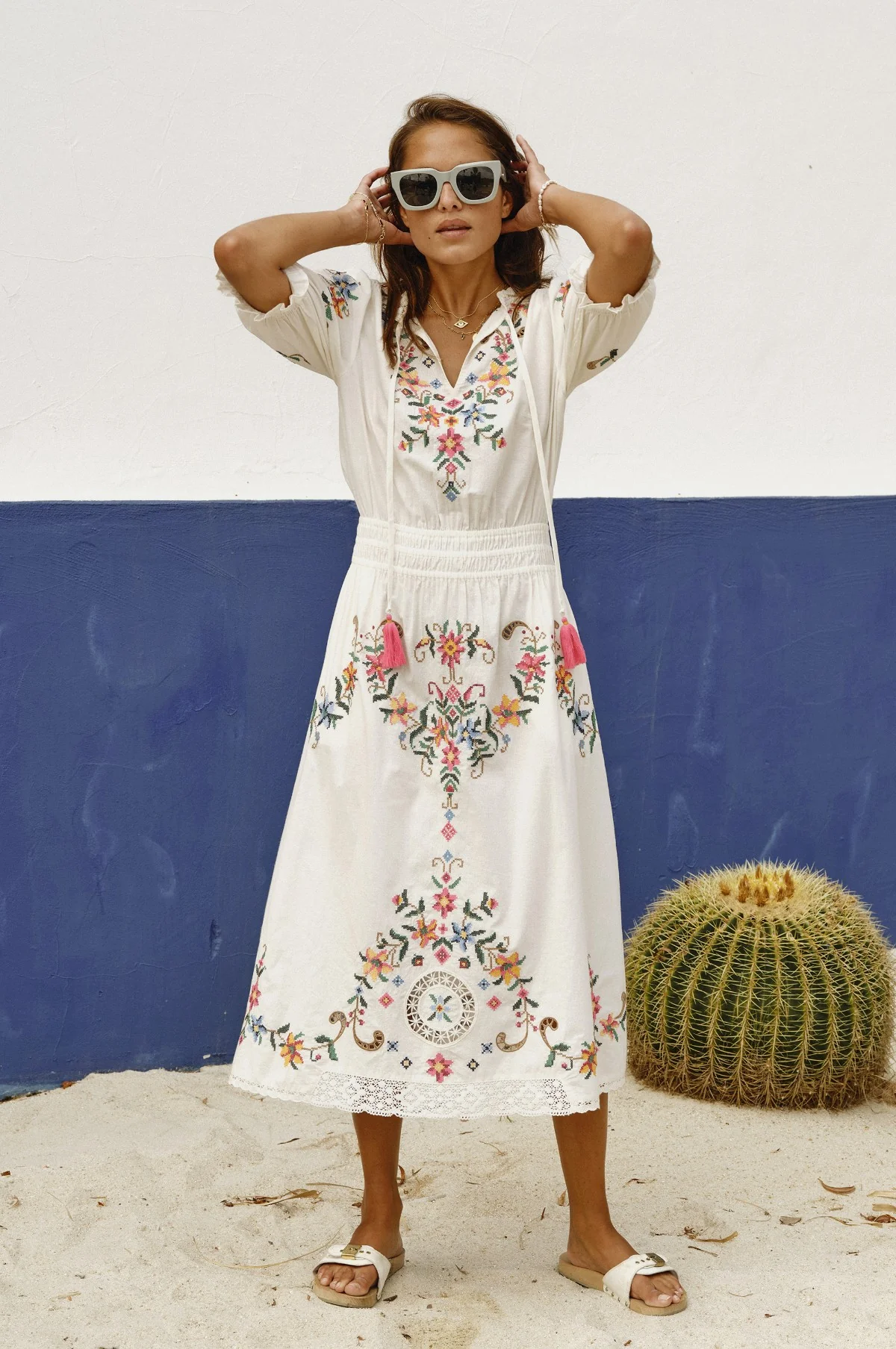 Gracie Emb Midi Dress Multi - Image 6