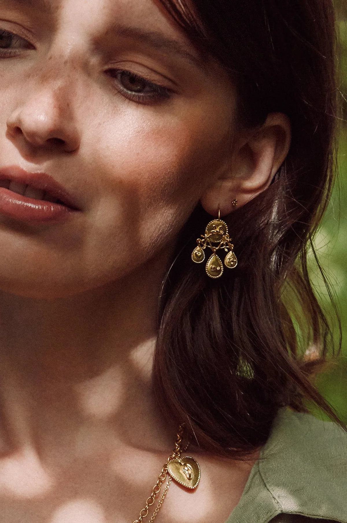 Gratitude for Nature Girandole Earrings Gold - Image 3