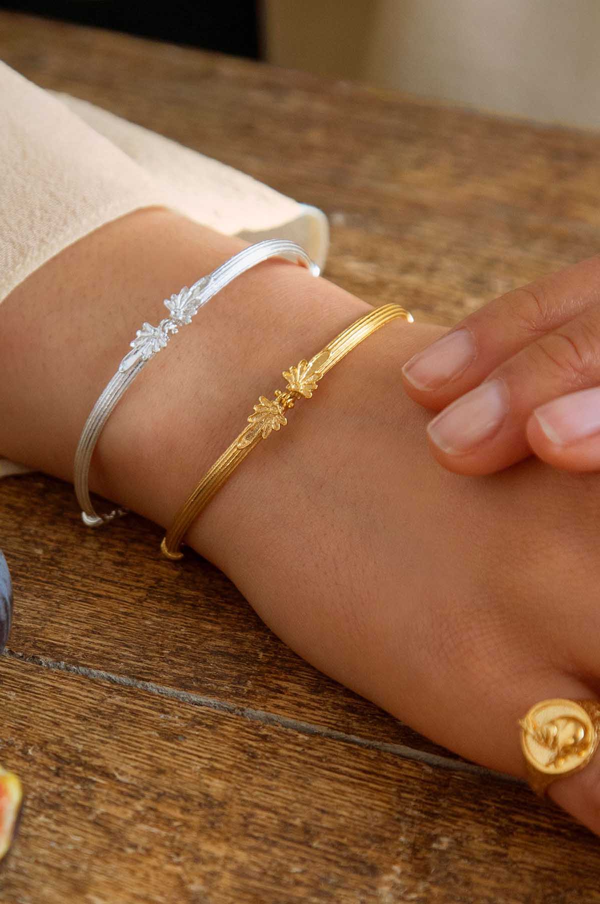 Hinged Column Ornate Bracelet Gold - Image 2