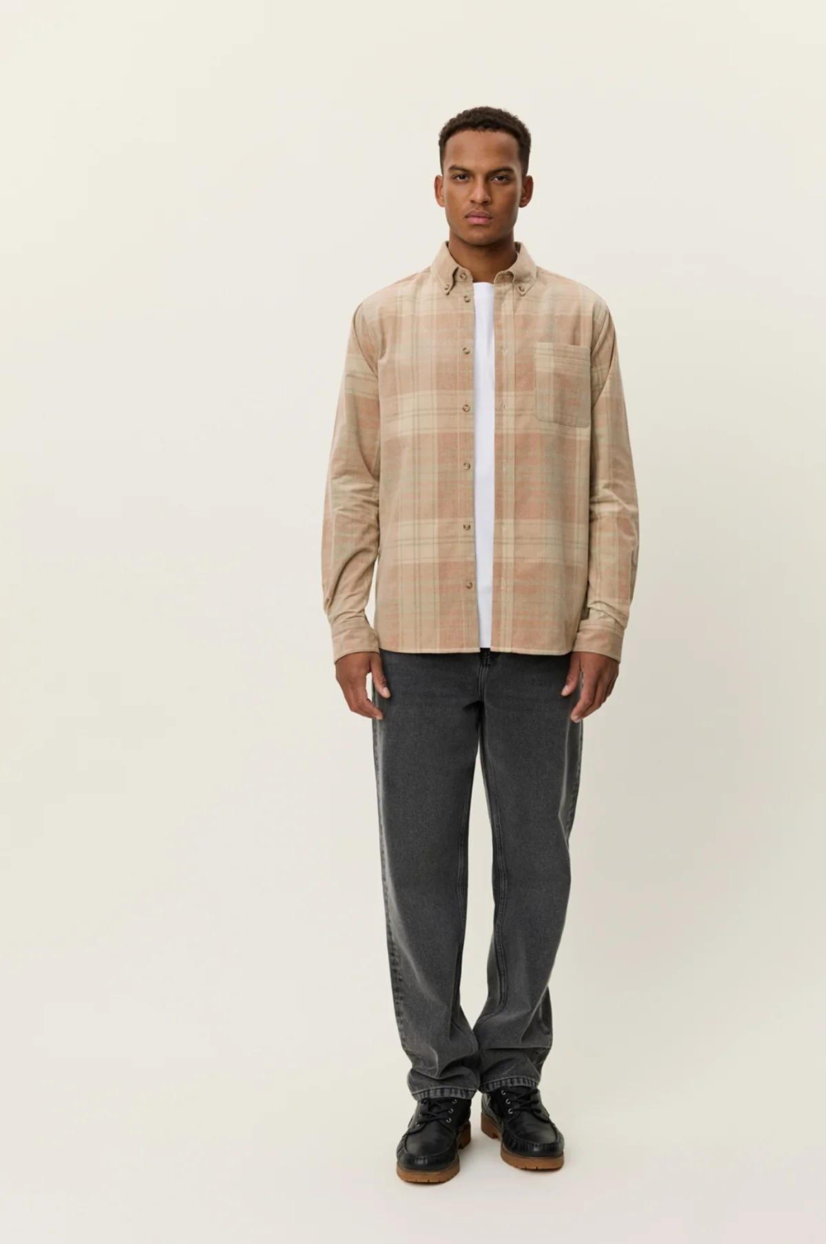 Kash Check Corduroy Shirt Dark Sand - Image 5
