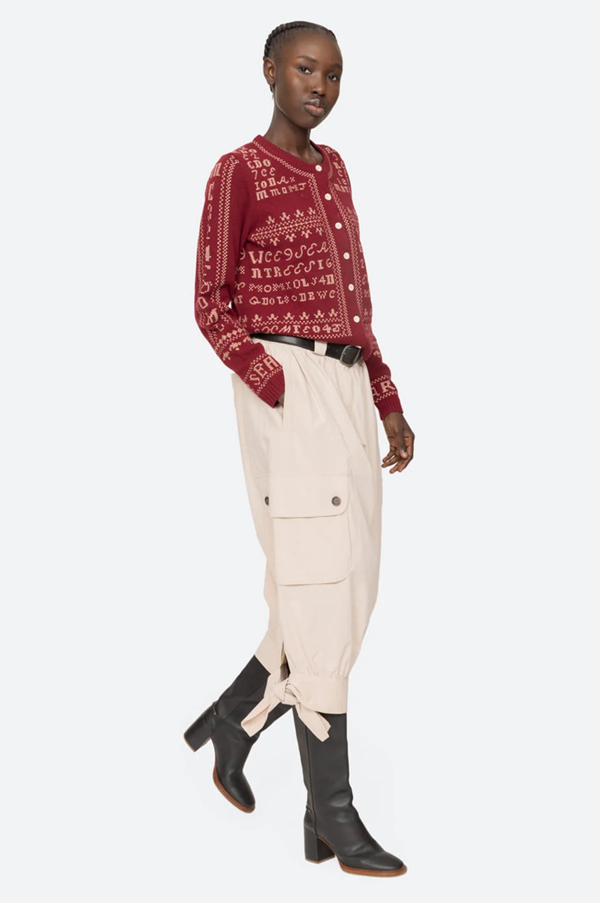 Kit Embroidery Cardigan Burgundy - Image 3