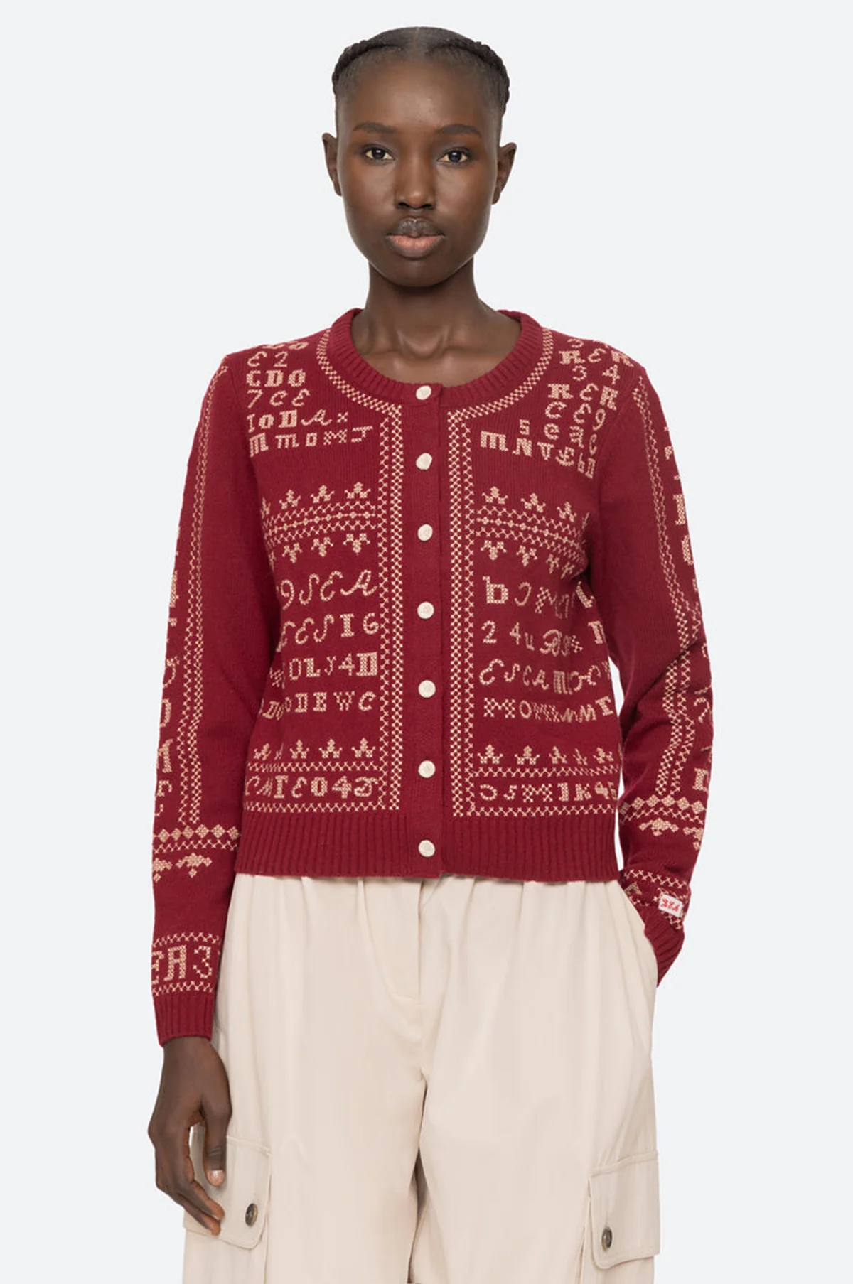 Kit Embroidery Cardigan Burgundy - Image 4