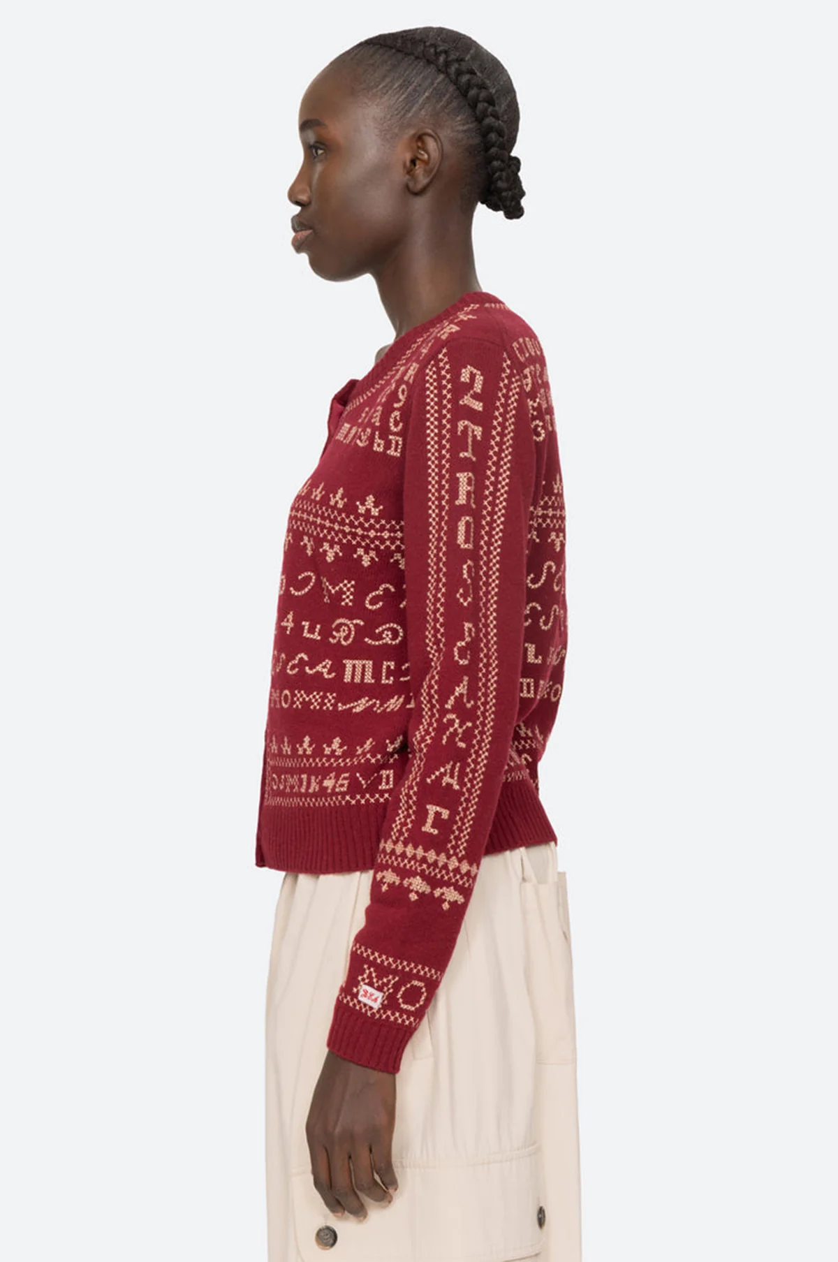 Kit Embroidery Cardigan Burgundy - Image 6