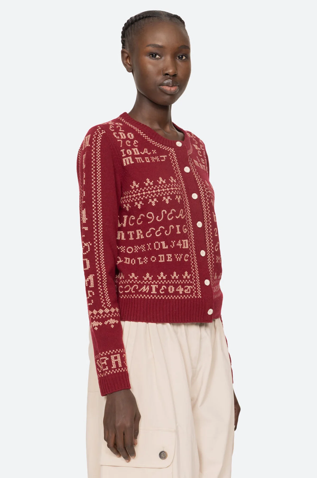 Kit Embroidery Cardigan Burgundy - Image 7