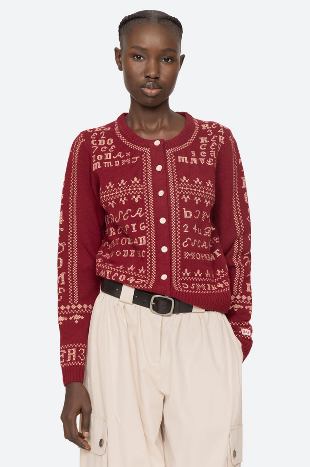Kit Embroidery Cardigan Burgundy - Image 8