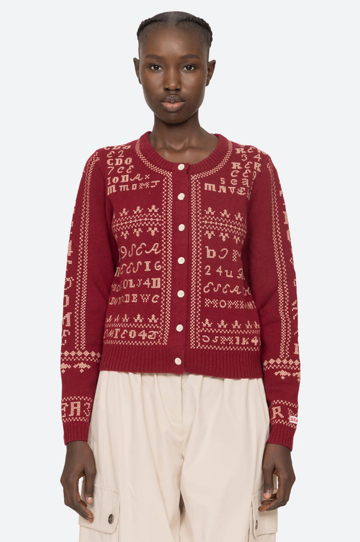 Kit Embroidery Cardigan Burgundy - Image 9