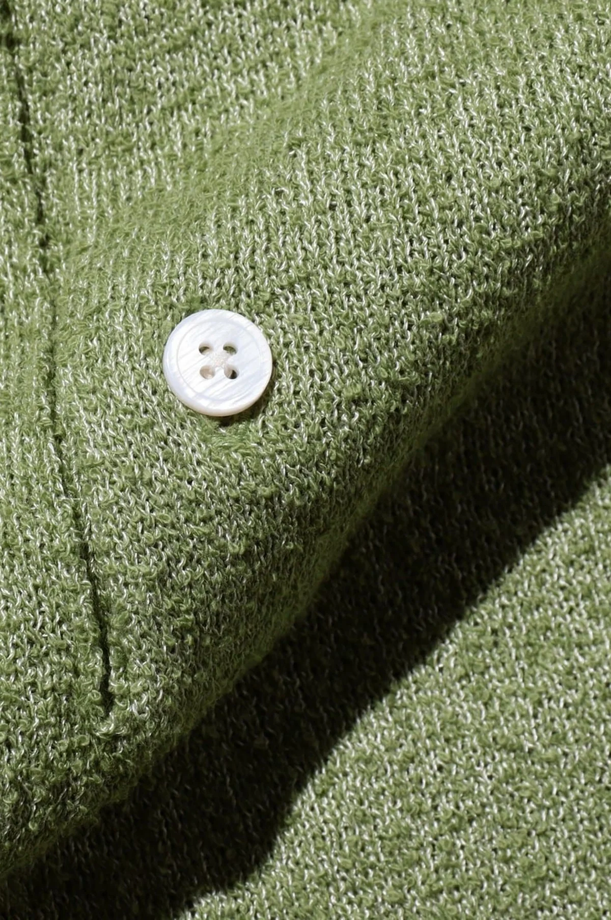 Knit Polo Cotton Boucle Olive - Image 5