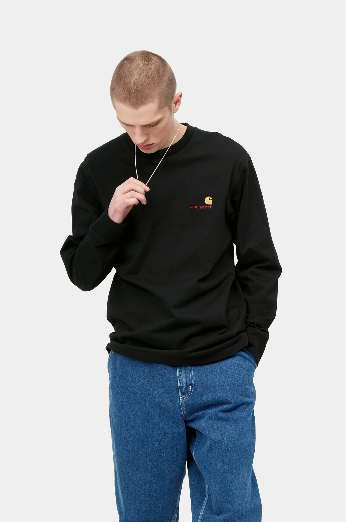 L/S American Script T-Shirt Black - Image 5