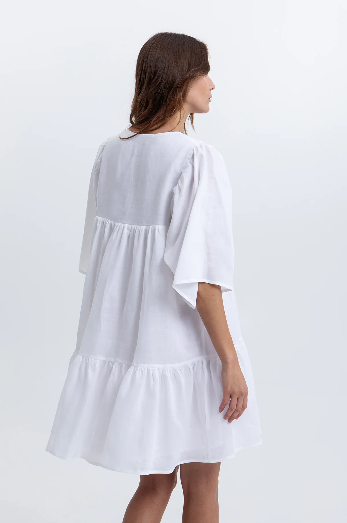 L/S Mini Dress w/Ties White - Image 4
