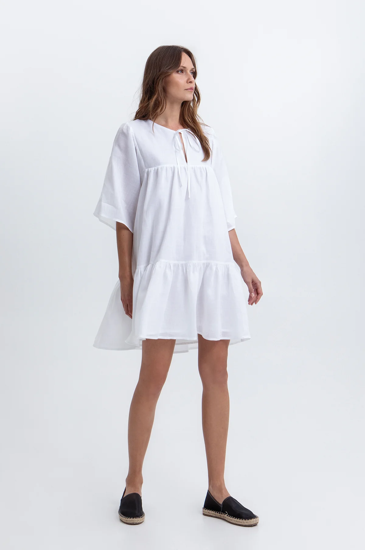 L/S Mini Dress w/Ties White - Image 5
