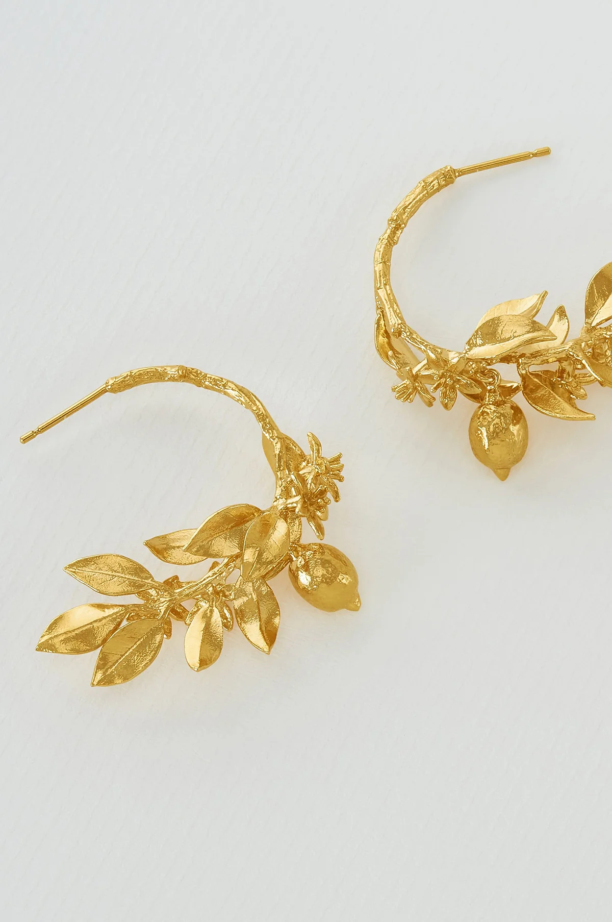 Lemon Blossom Branch Hoop Earrings Gold - Image 3