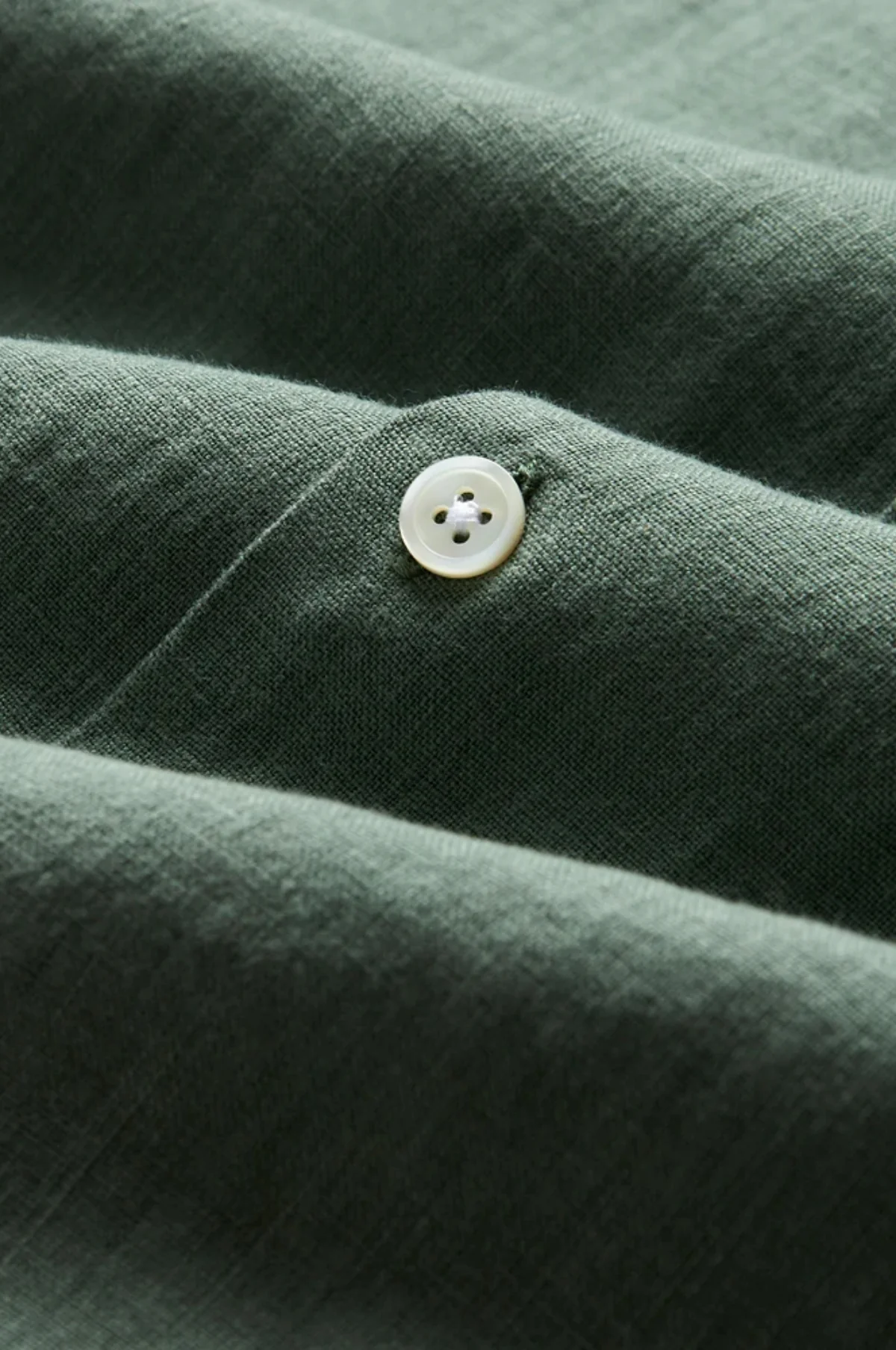 Linen Camp Collar Shirt Dry Green - Image 2