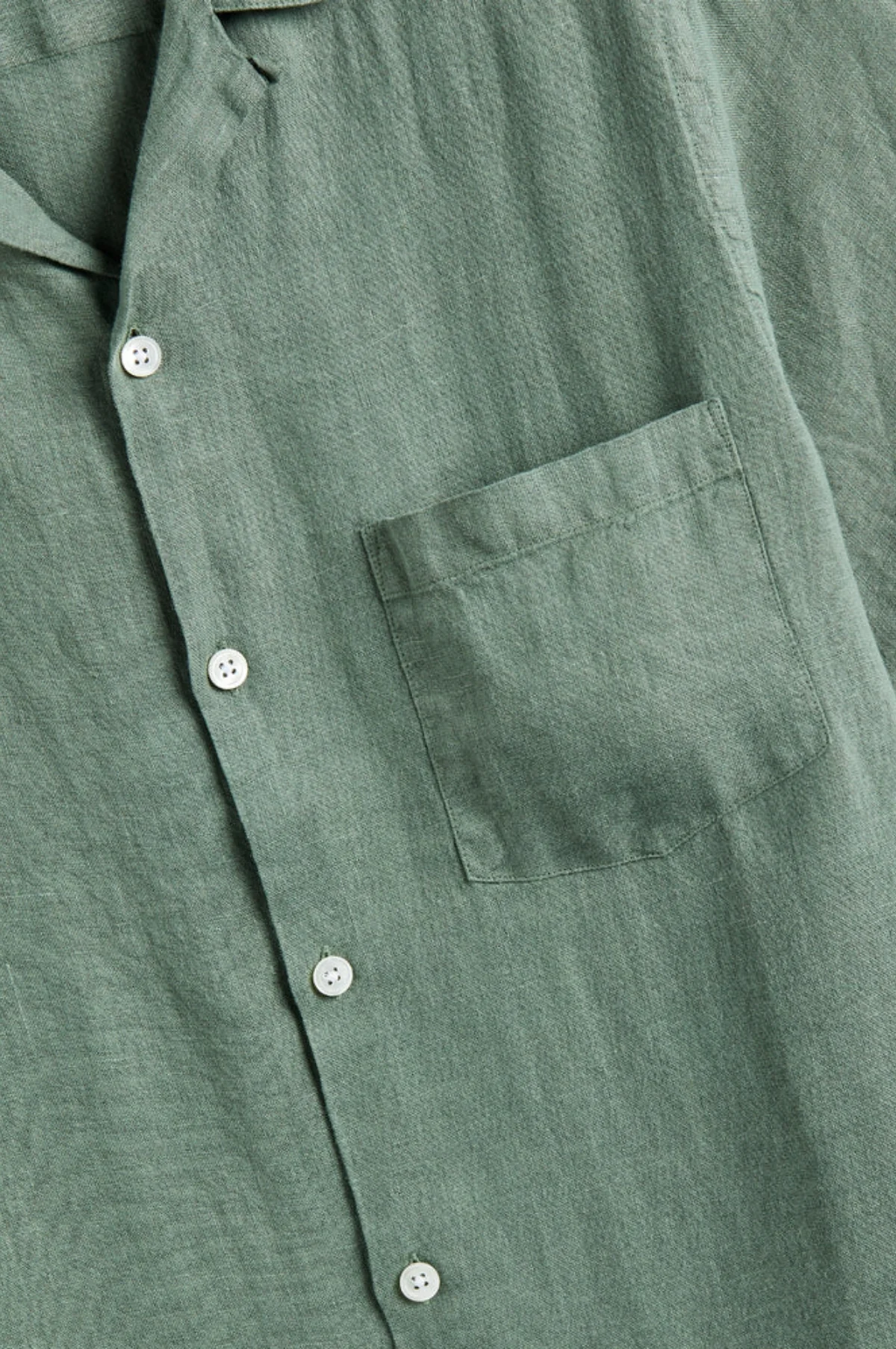 Linen Camp Collar Shirt Dry Green - Image 4