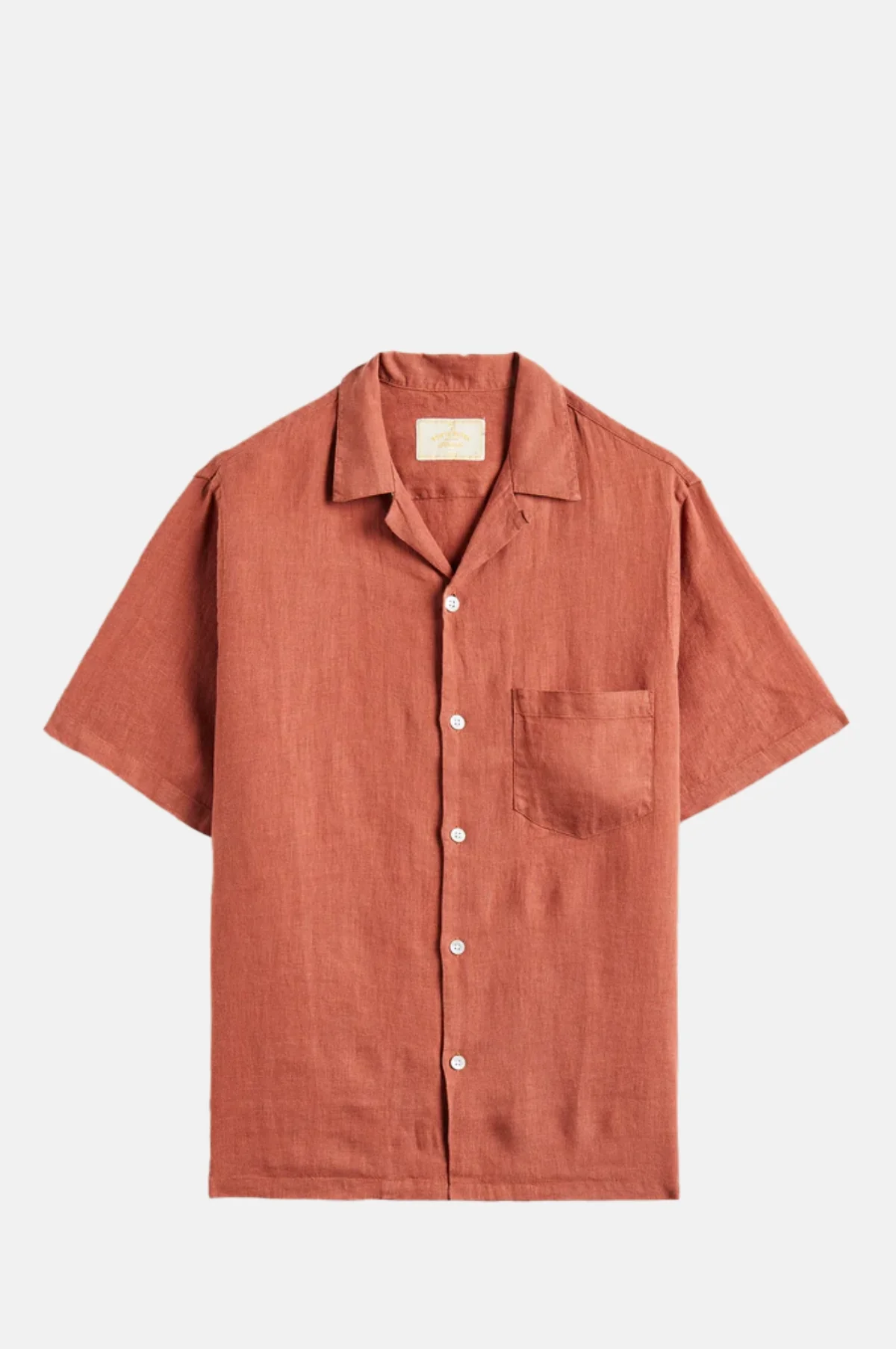 Linen Camp Collar Shirt Terracota