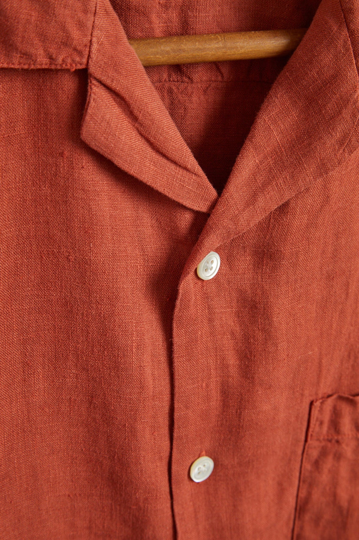Linen Camp Collar Shirt Terracota - Image 5