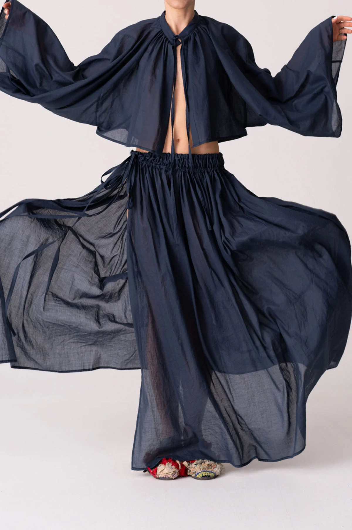 Liquid Blouse Navy - Image 4