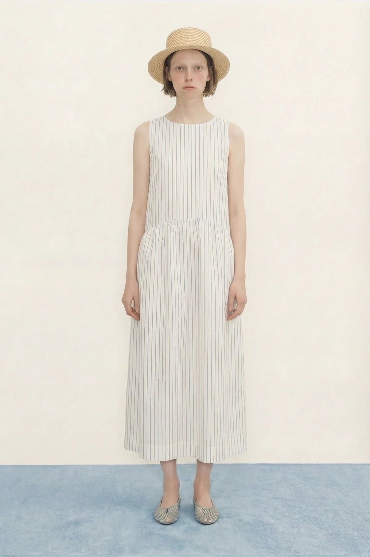 Low Back Striped Dress White - Image 6