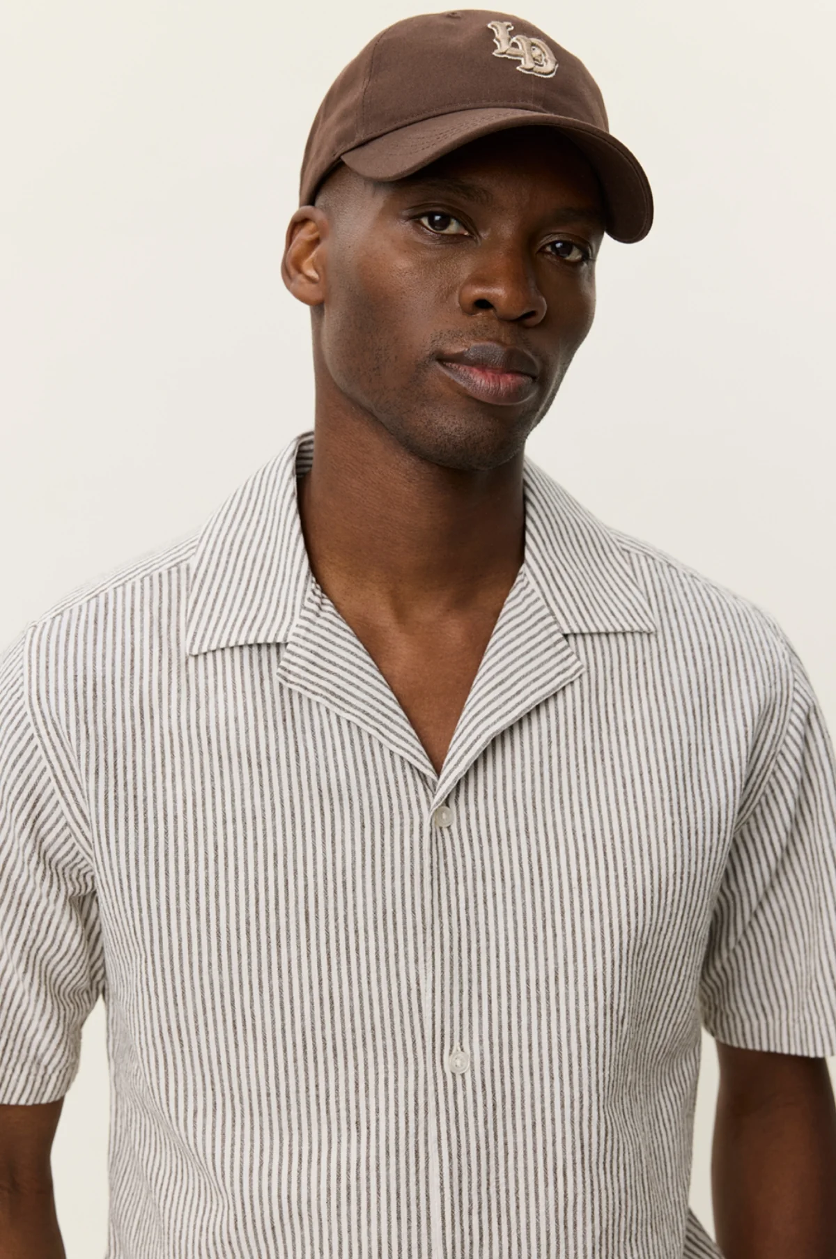 Lukas Stripe Cotton Linen SS Shirt Teak Brown - Image 3
