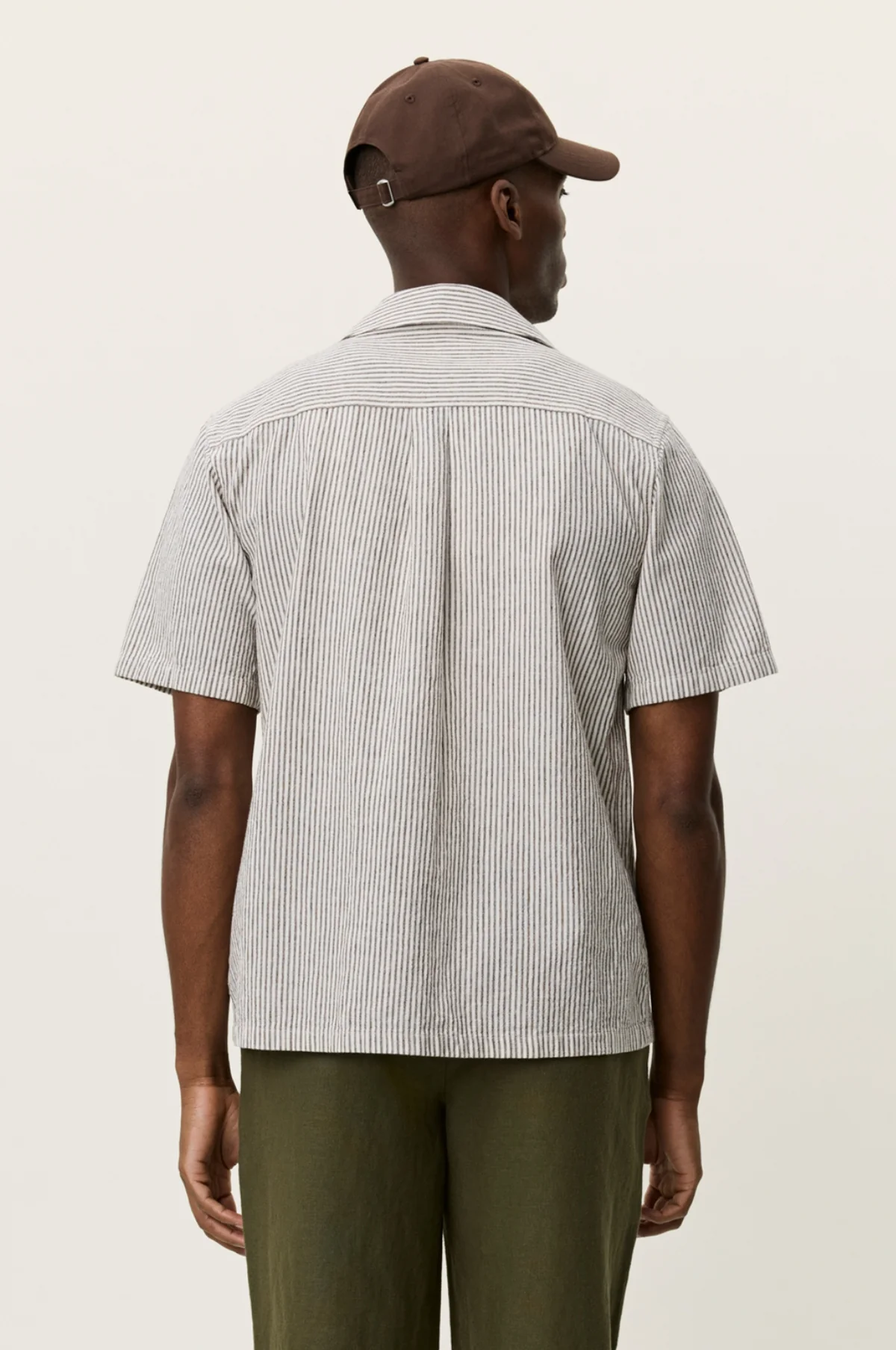 Lukas Stripe Cotton Linen SS Shirt Teak Brown - Image 4