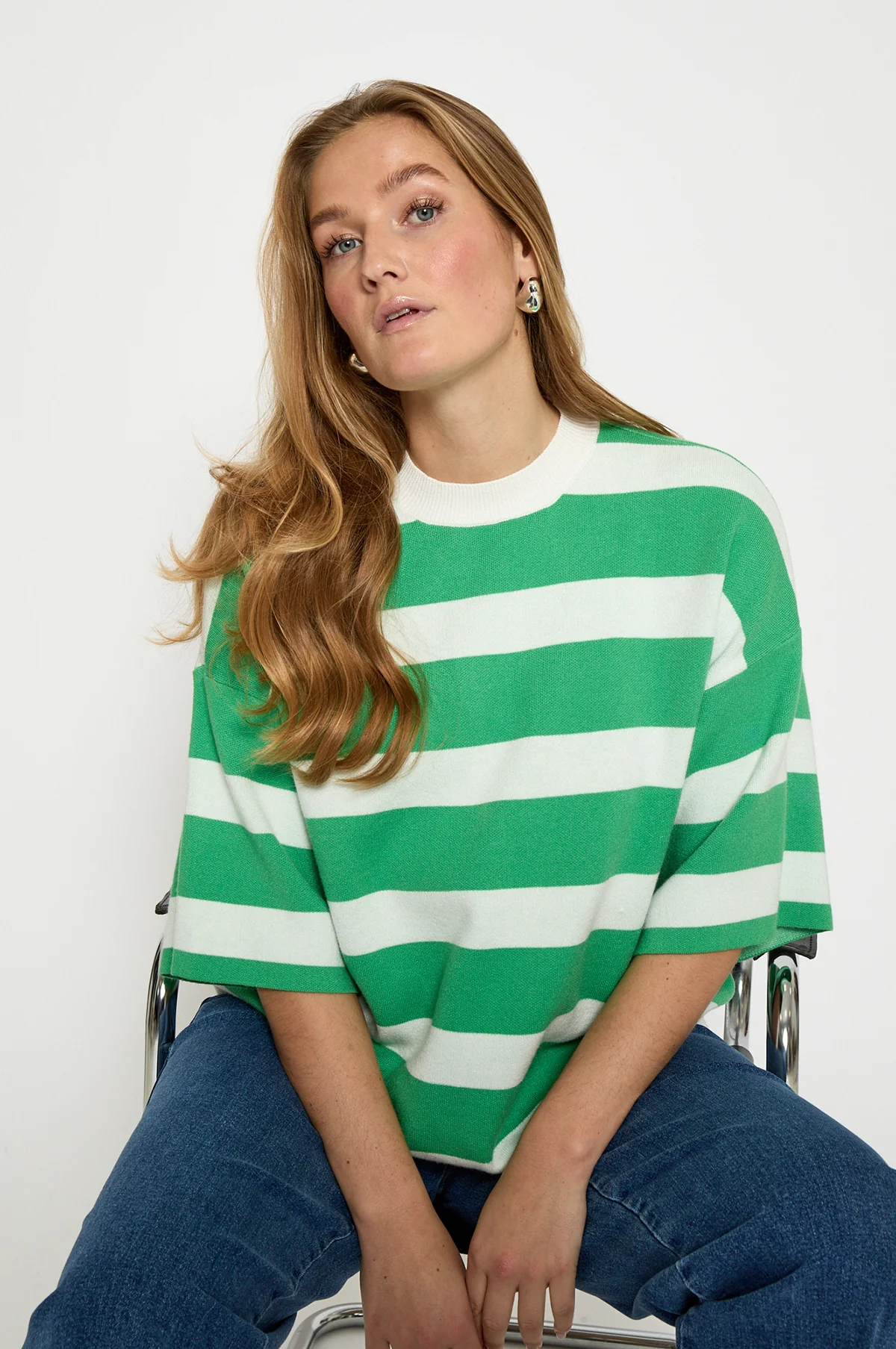 Lupi Knit T-Shirt Green Briar Stripe - Image 2