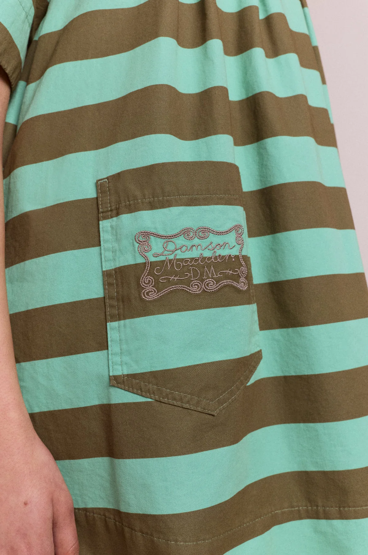 Maggie Mini Polo Dress Aqua Olive Stripe - Image 4