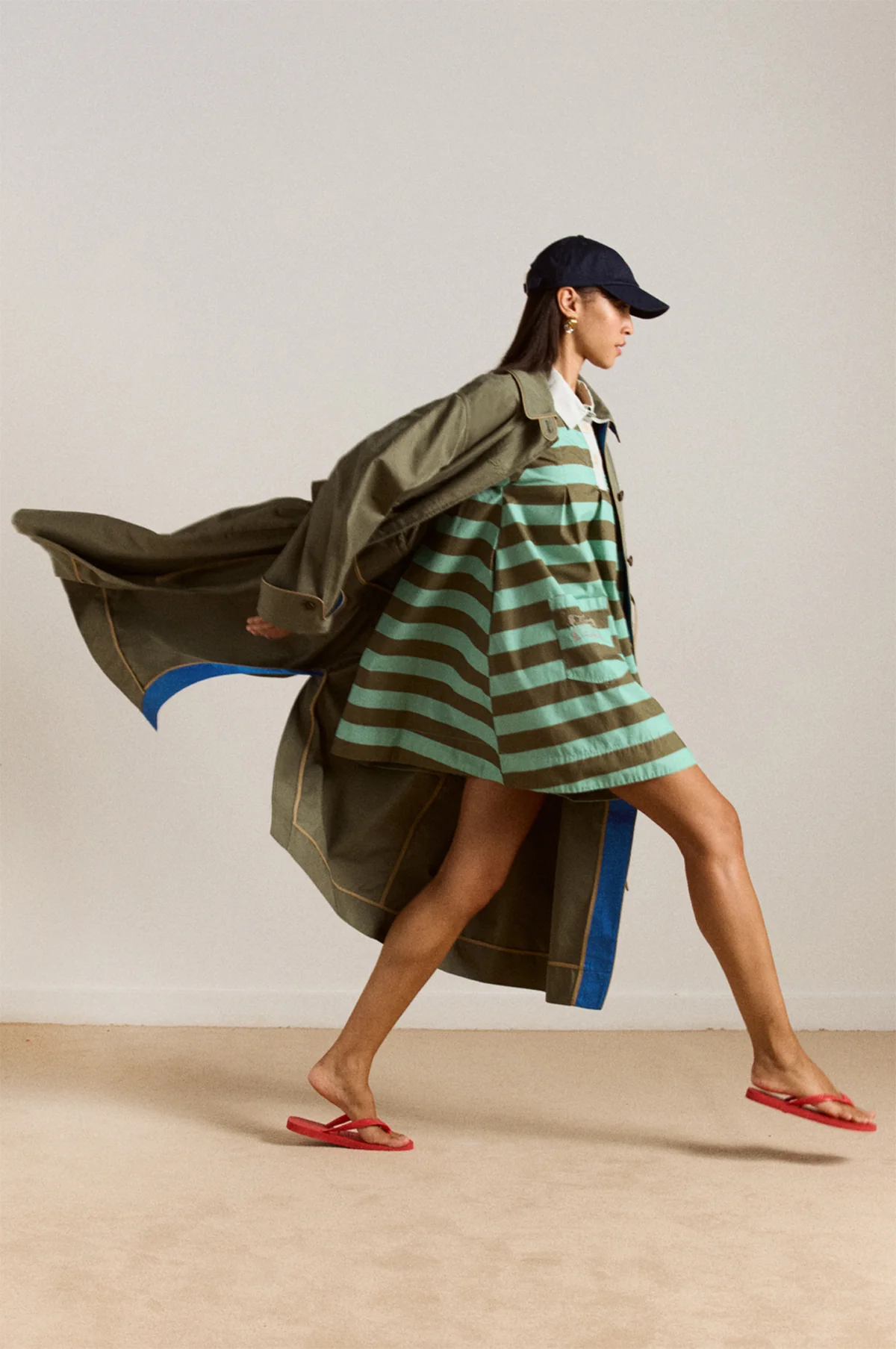 Maggie Mini Polo Dress Aqua Olive Stripe - Image 7
