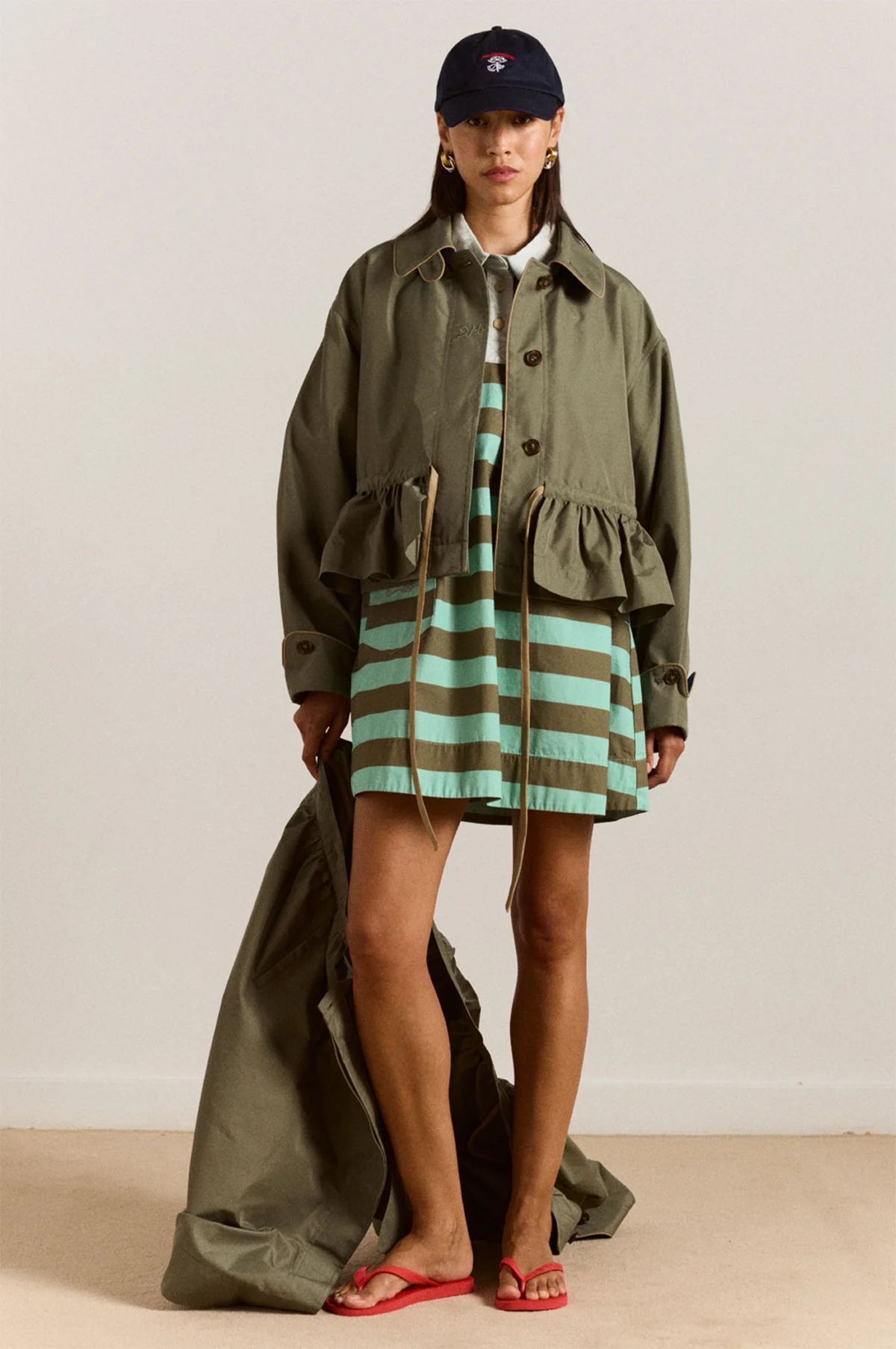 Maggie Mini Polo Dress Aqua Olive Stripe - Image 9