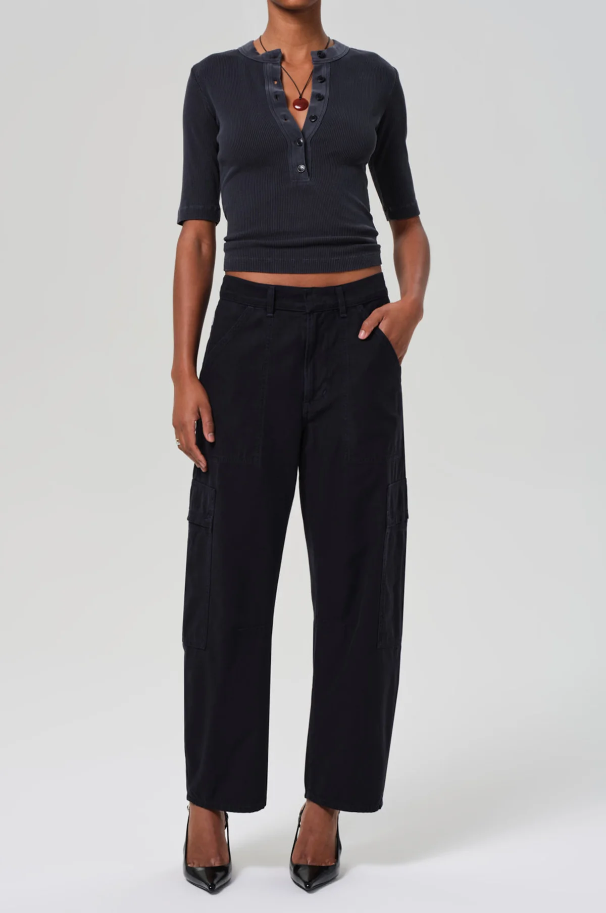Marcelle Low Slung Cargo Sateen True Navy - Image 3