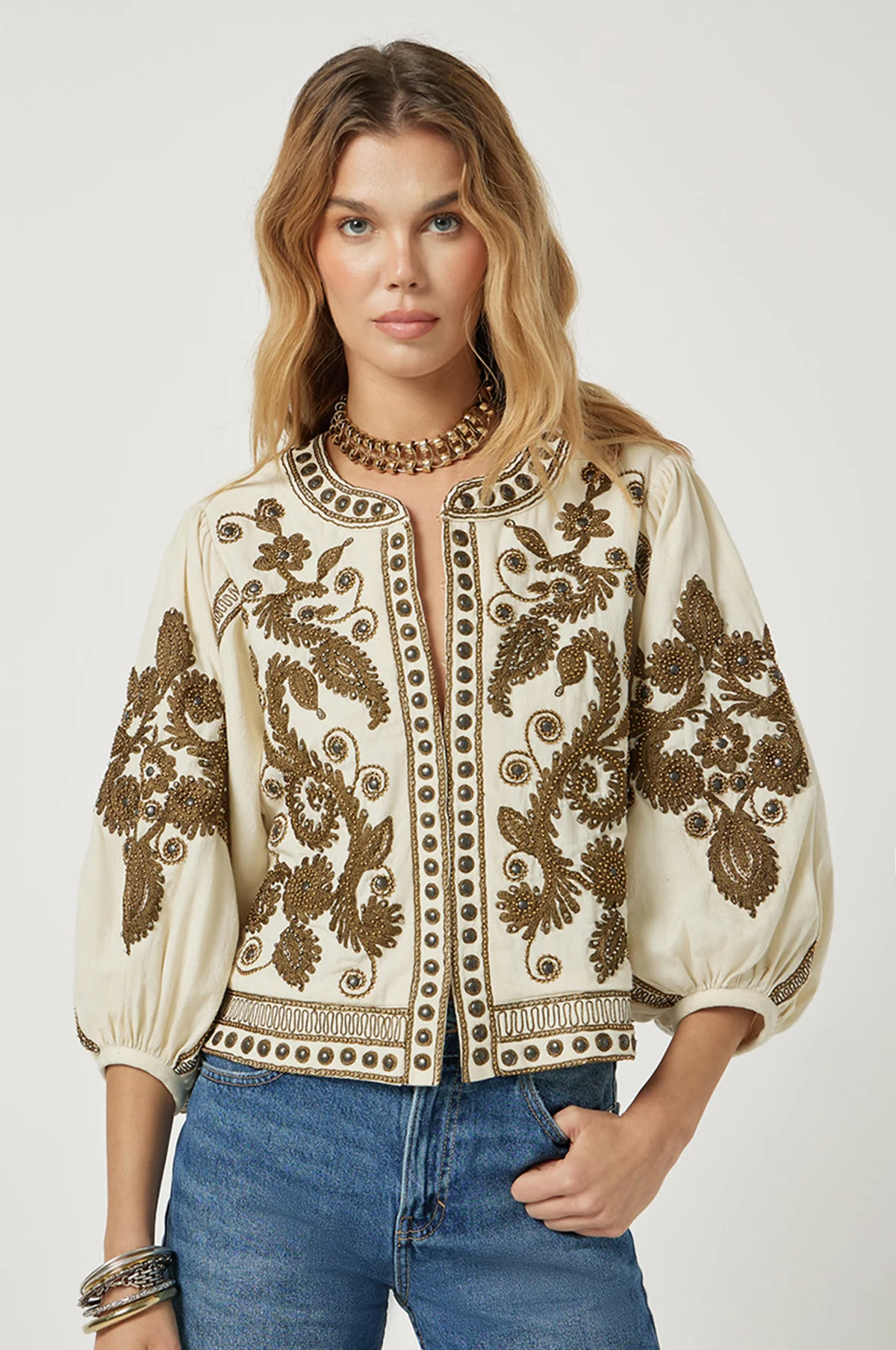 Maris Jacket Vanilla With Olive Green - Image 2