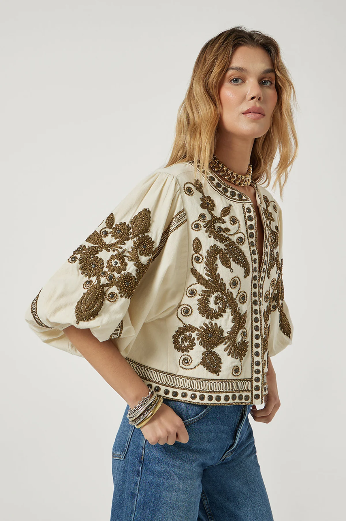 Maris Jacket Vanilla With Olive Green - Image 4