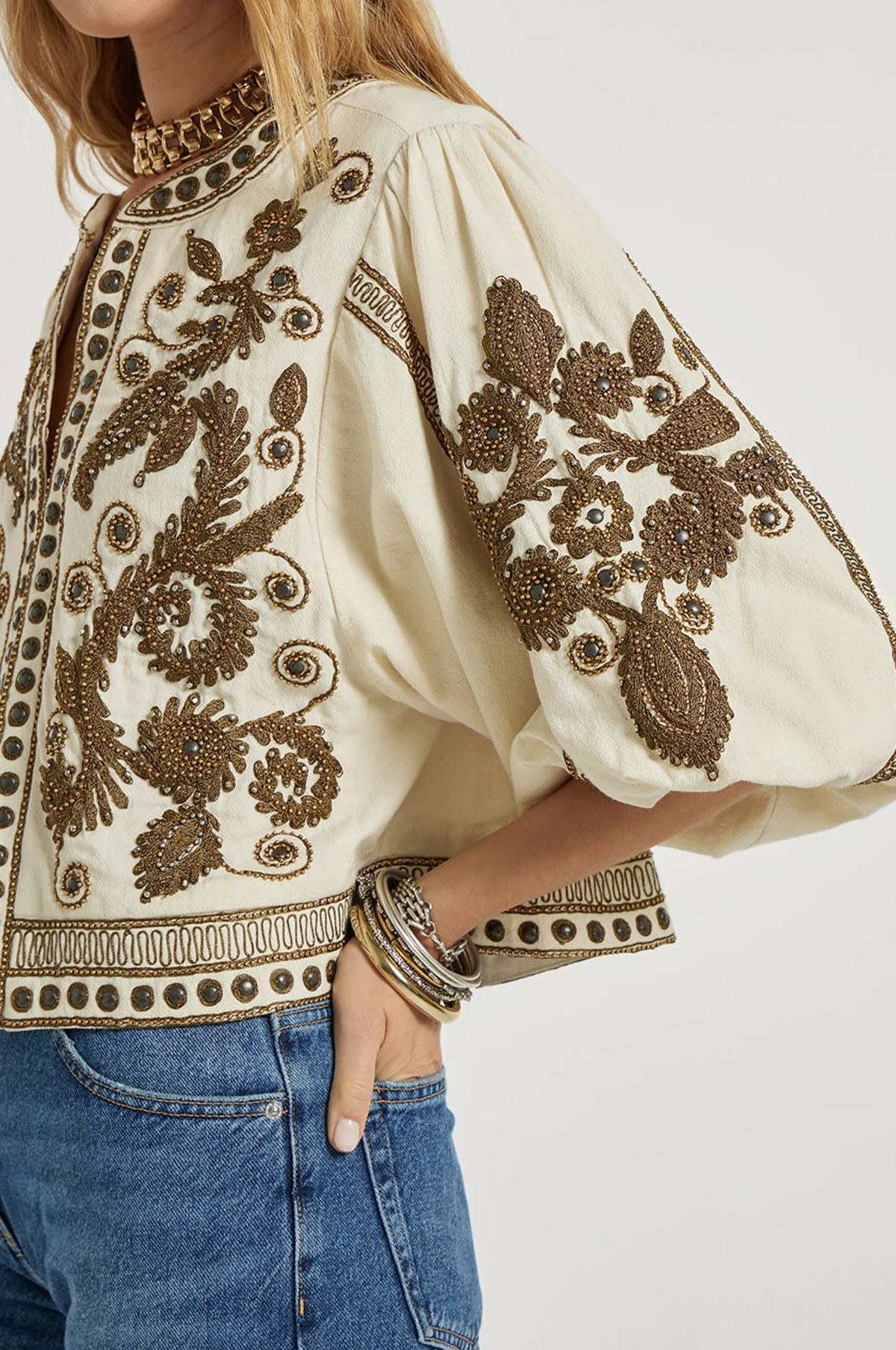 Maris Jacket Vanilla With Olive Green - Image 5