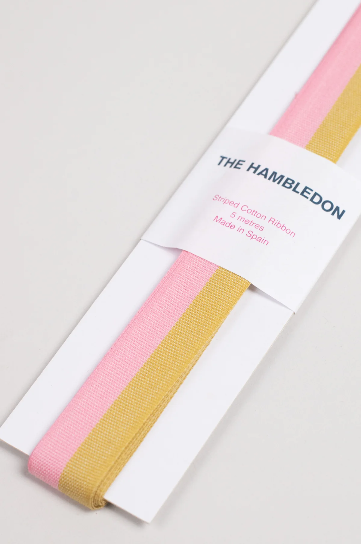 Mustard and Candy Pink Bicolor Cotton Ribbon 25mm x 5m - Image 2