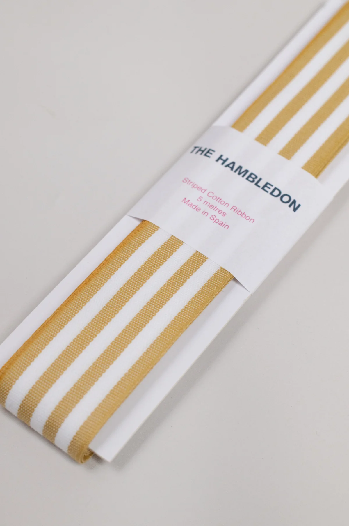 Mustard Cotton Stripe Ribbon 35mm x 5m - Image 2