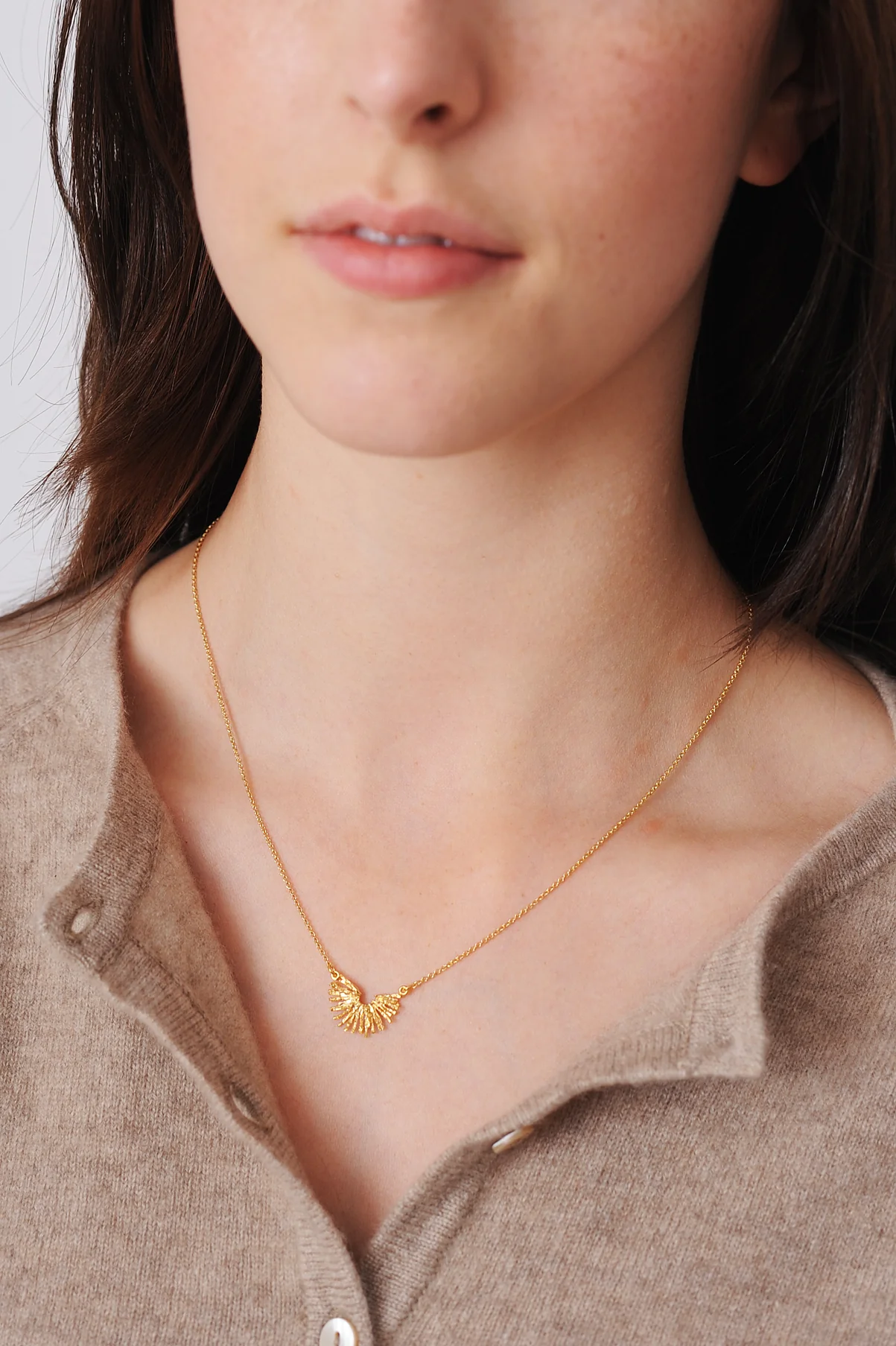 Nest Structure Crescent Necklace Gold Plate - Image 2