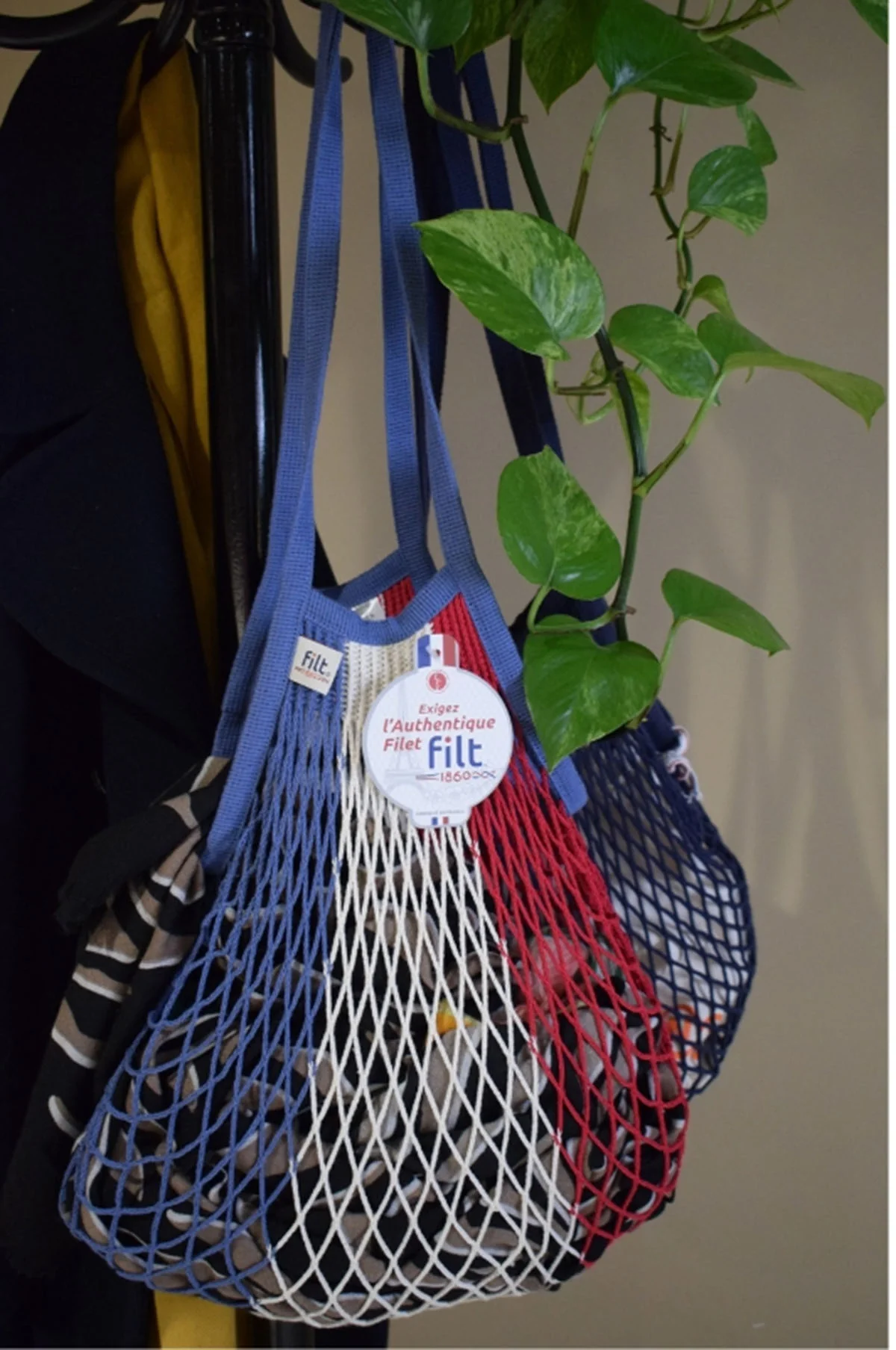 Net Shopping Bag w/Large Handle Bleu Blanc Rouge - Image 2