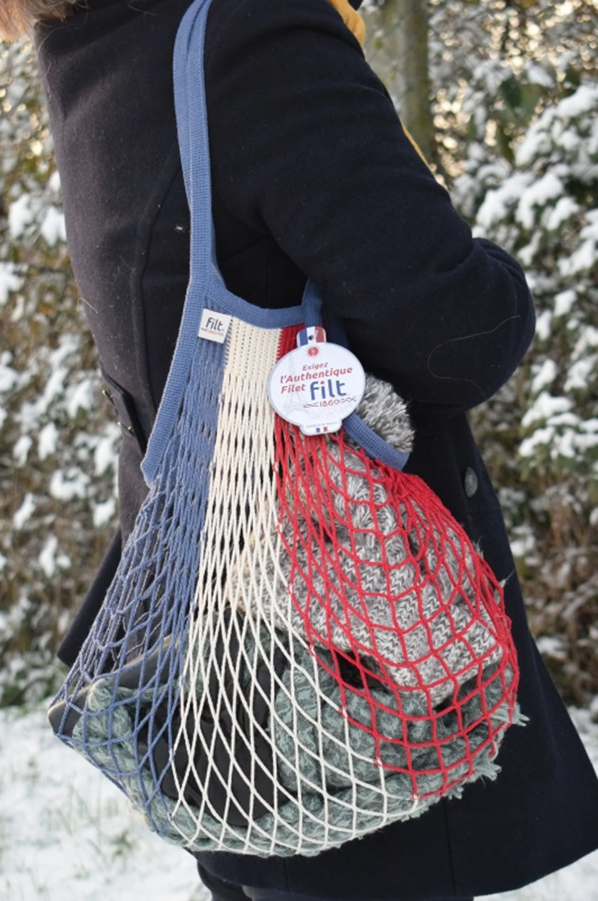 Net Shopping Bag w/Large Handle Bleu Blanc Rouge - Image 3