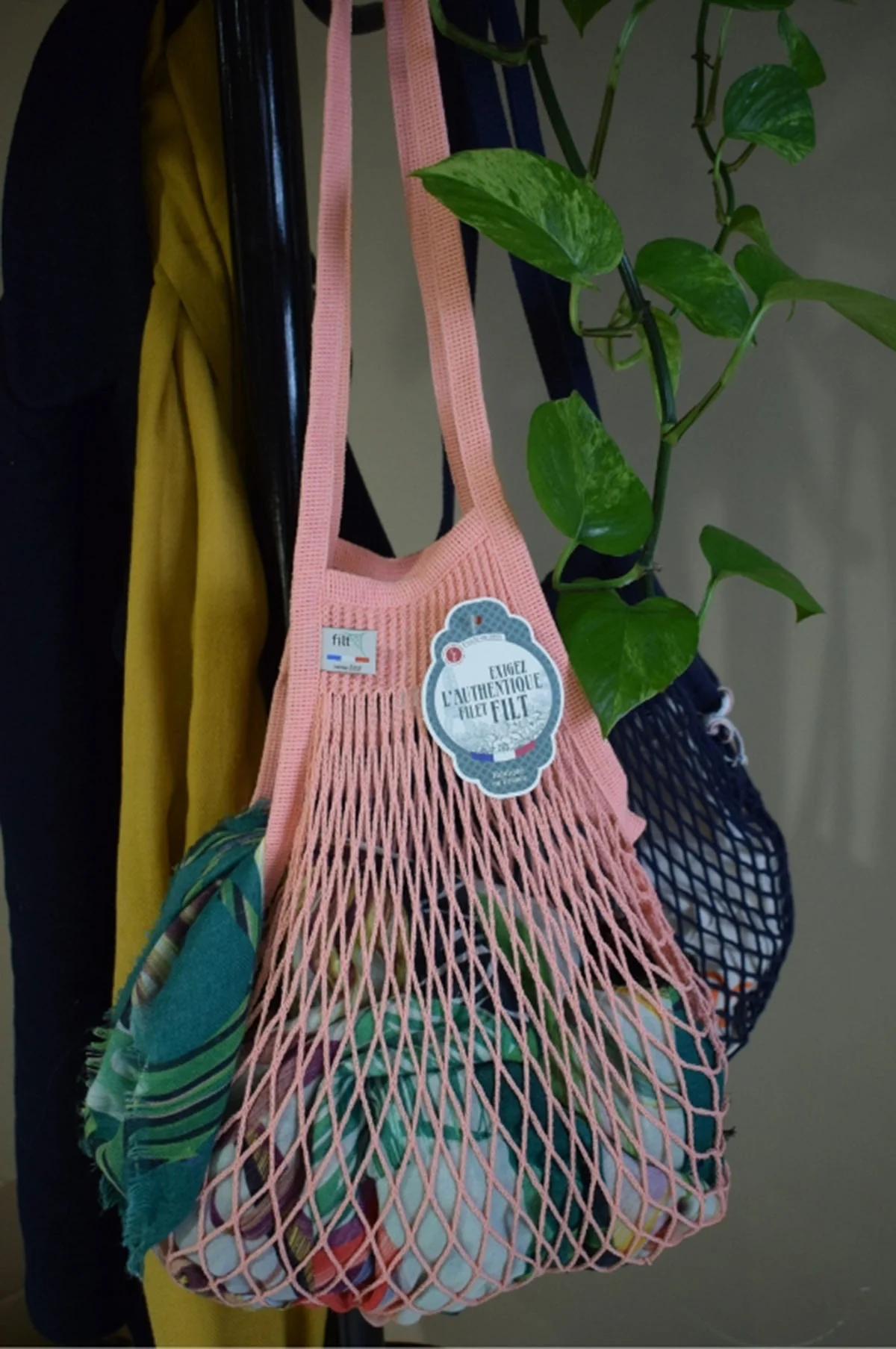 Net Shopping Bag w/Large Handle Rose Layette - Image 2