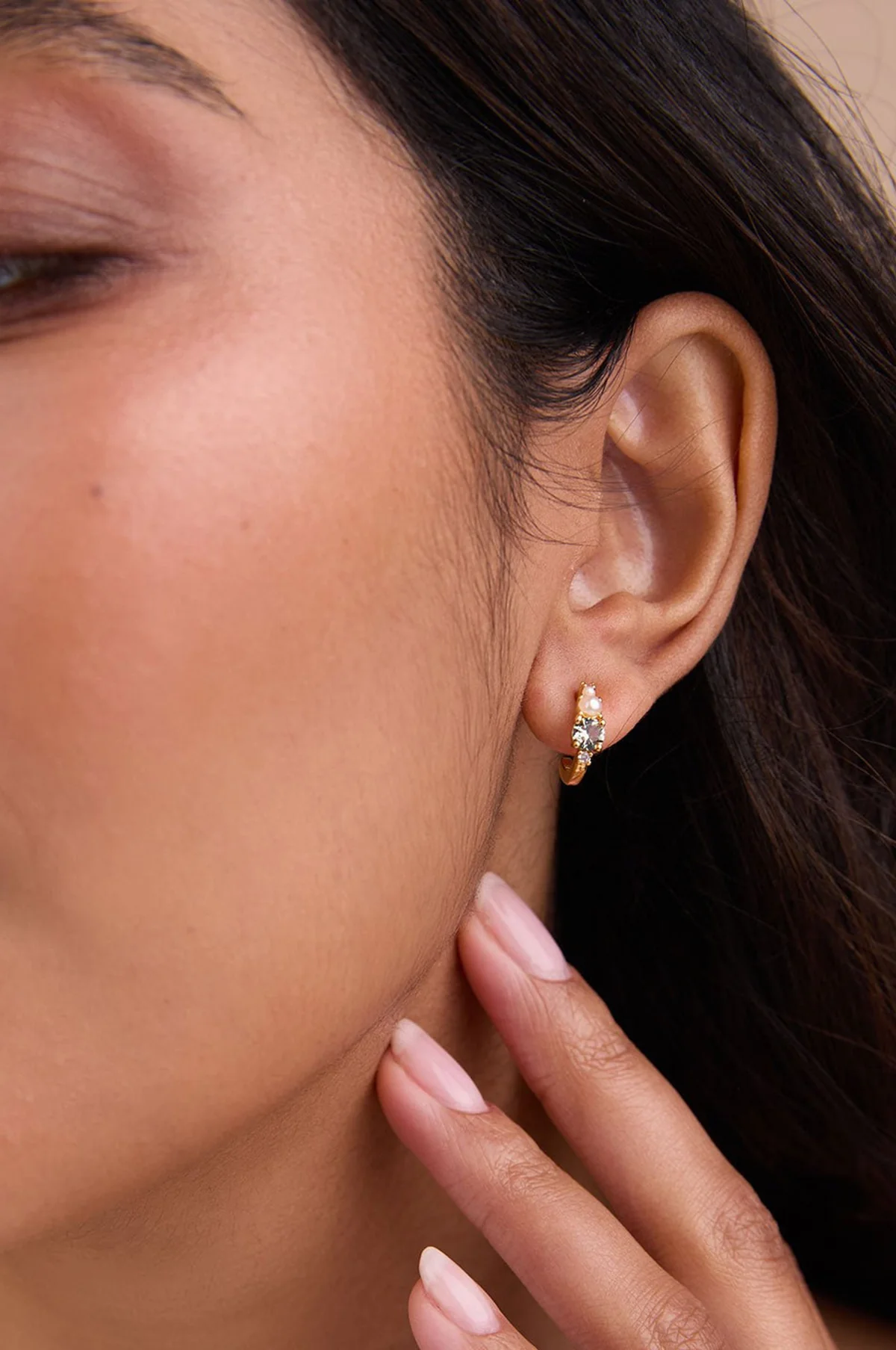 Oliver Gold/Green Hoop Earrings - Image 2