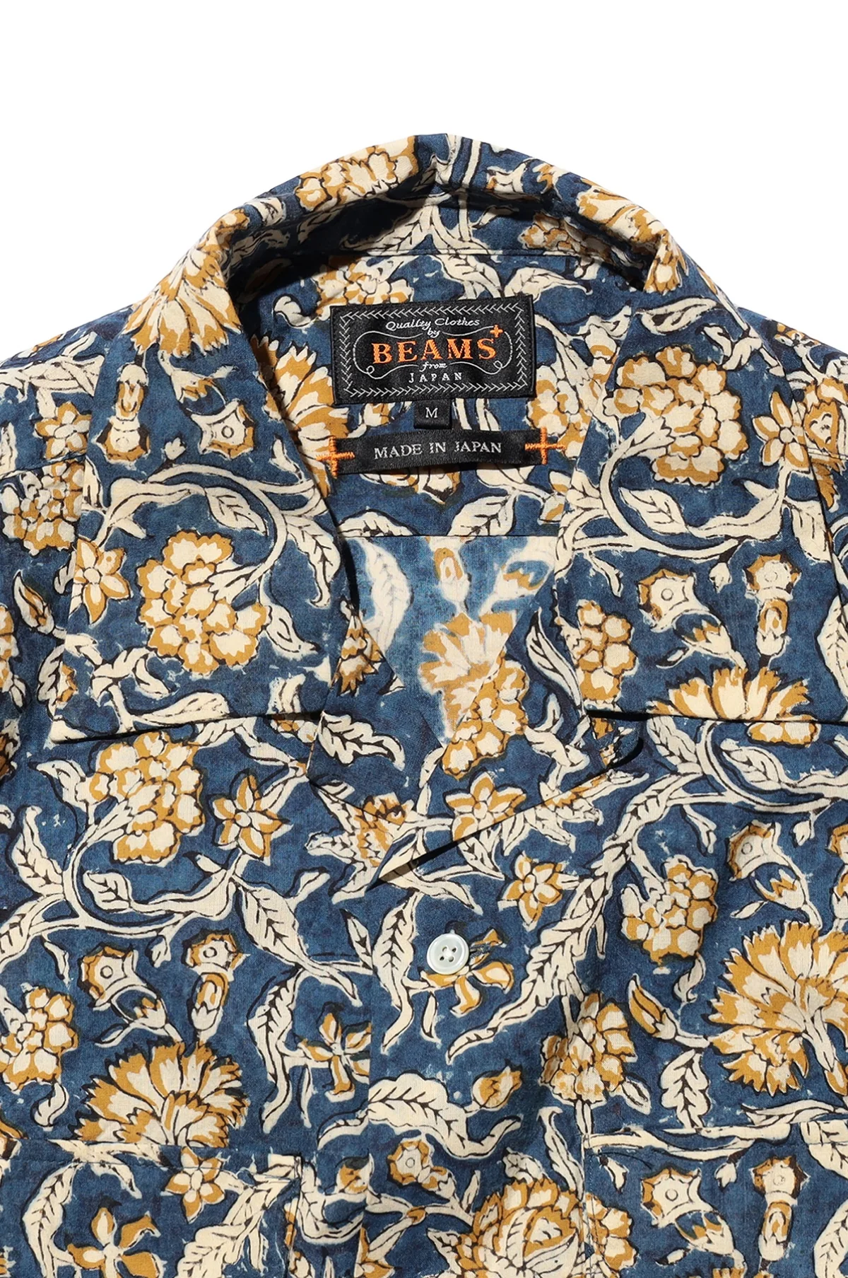 Open Collar Block Print Blue - Image 2