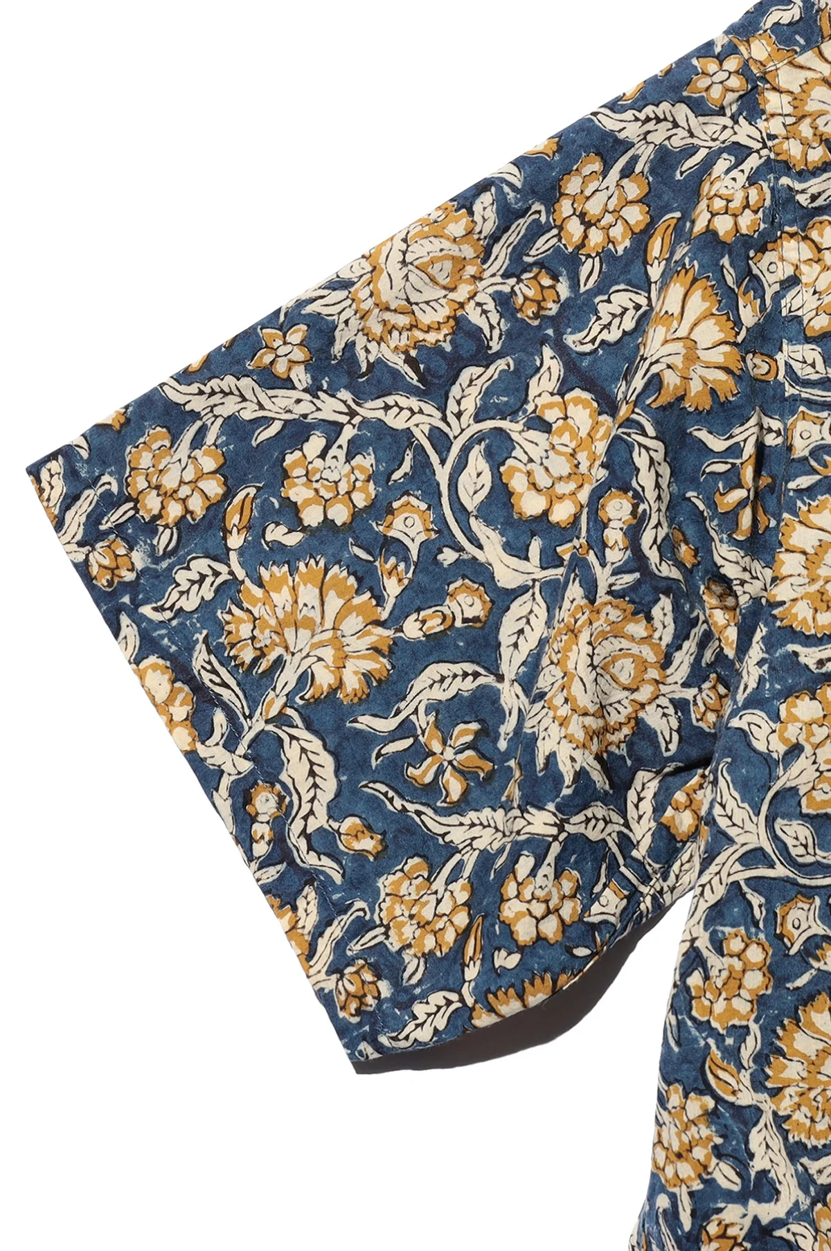 Open Collar Block Print Blue - Image 3