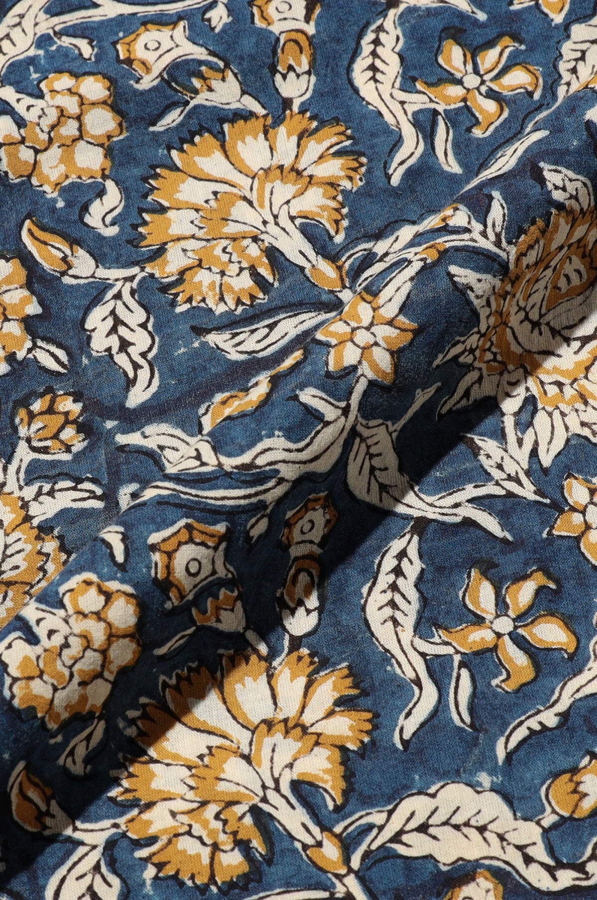 Open Collar Block Print Blue - Image 6