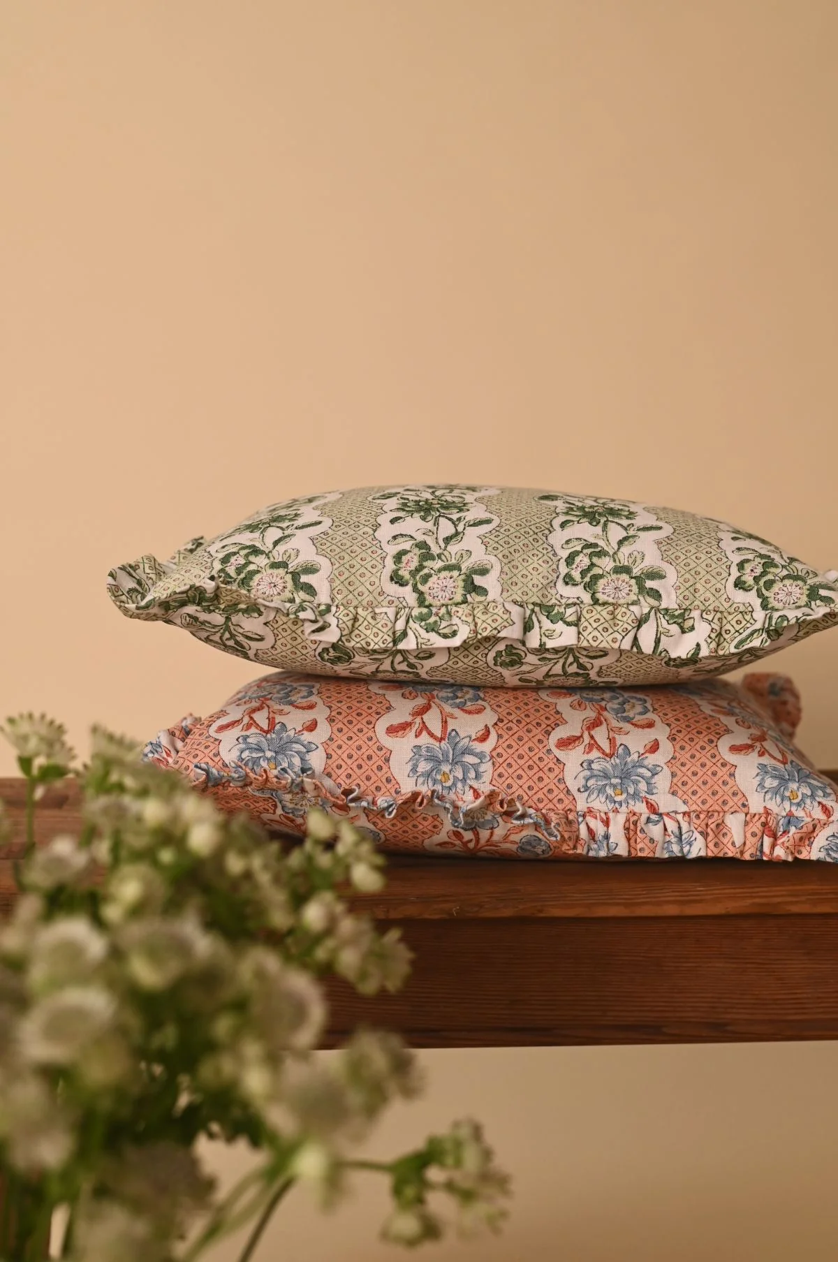 Pink Blooming Trellis Ruffle Cushion - Image 4
