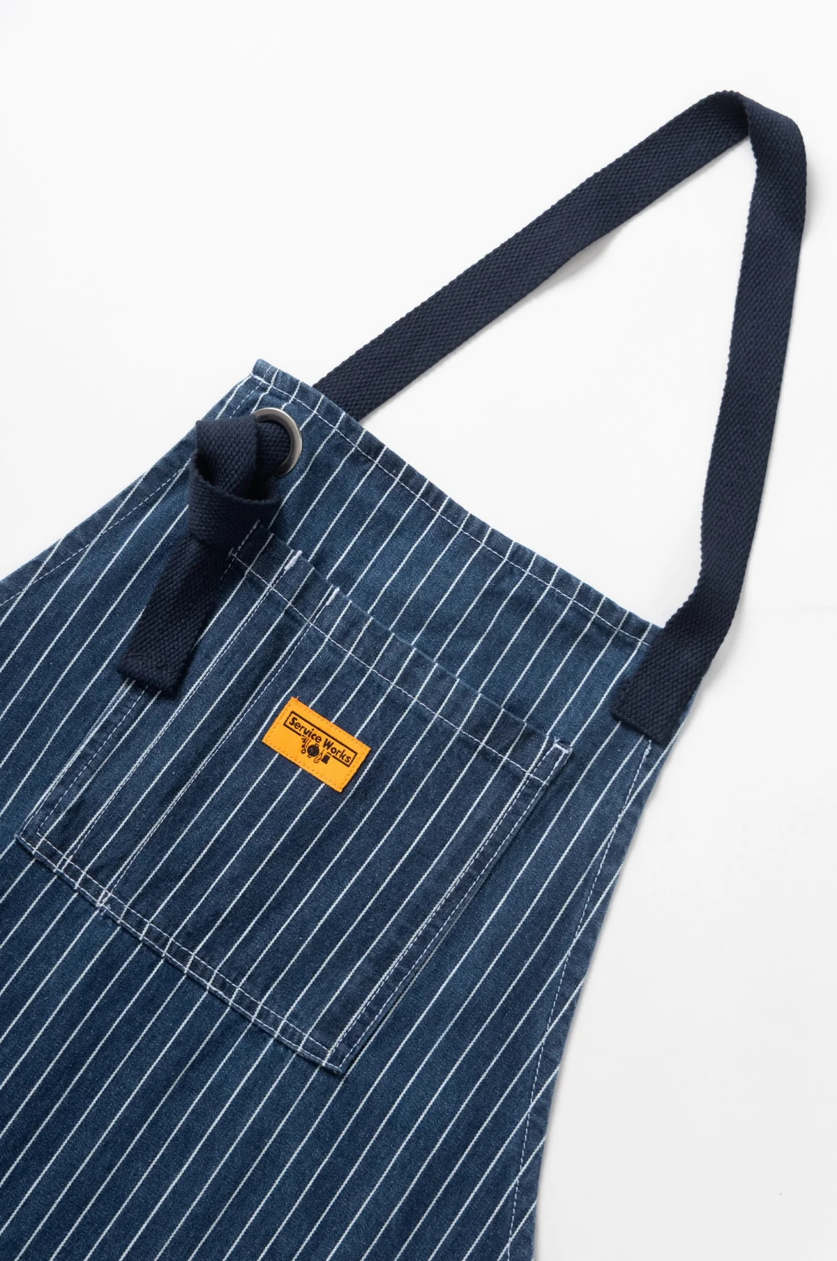 Pinstripe Denim Apron Indigo - Image 4